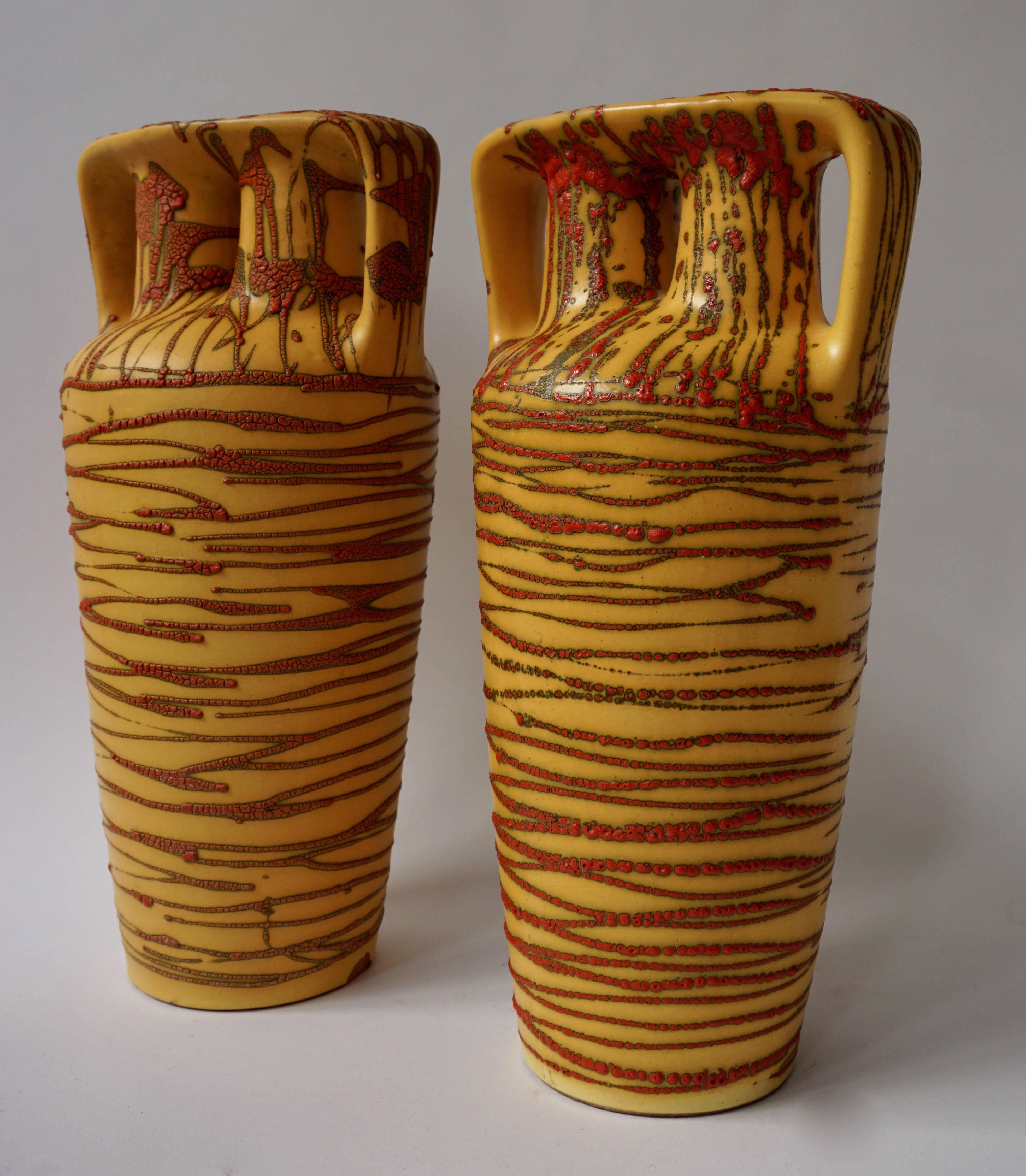 Italian Pair of Ceramic Vases For Sale