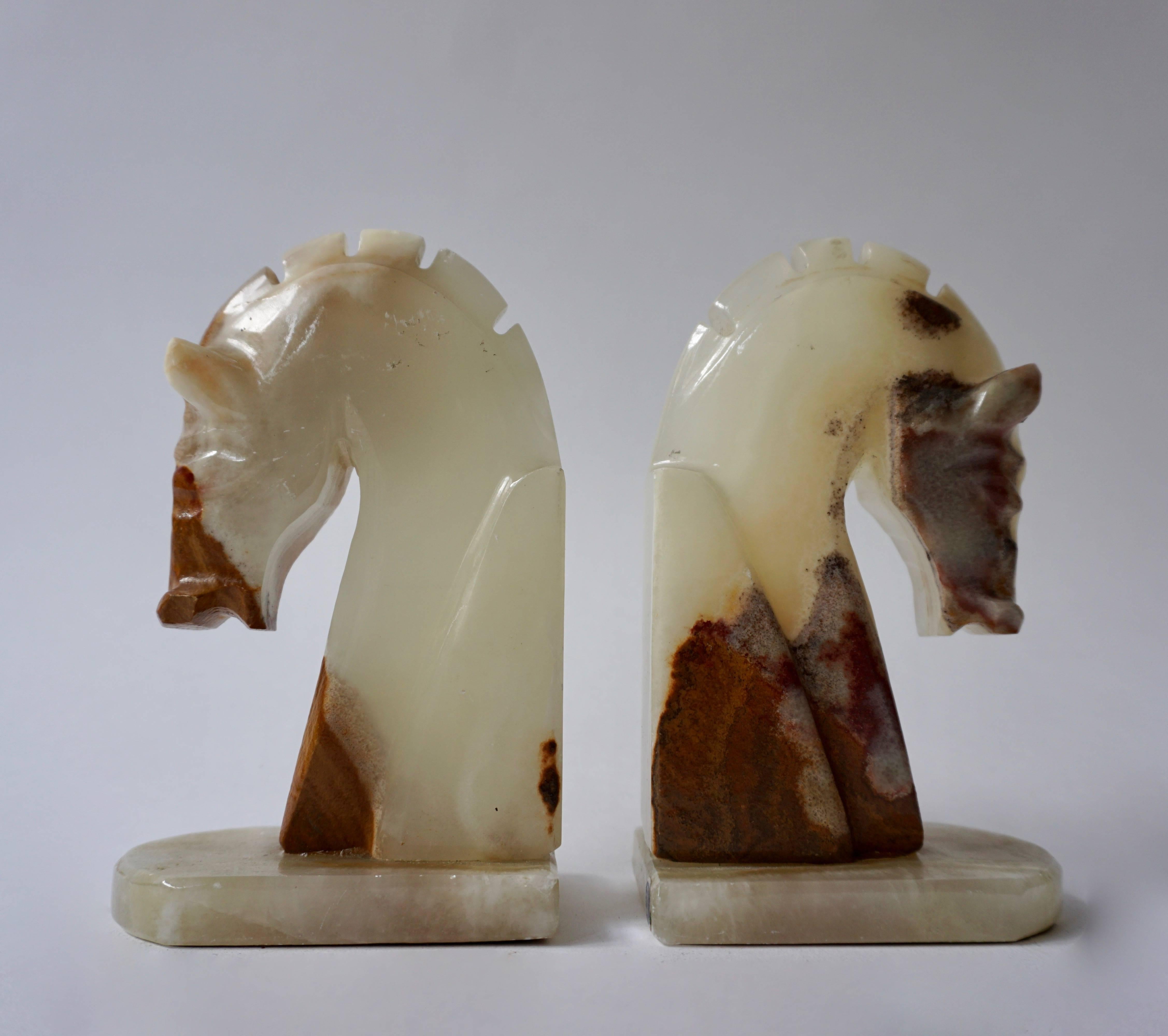 vintage onyx horse head bookends