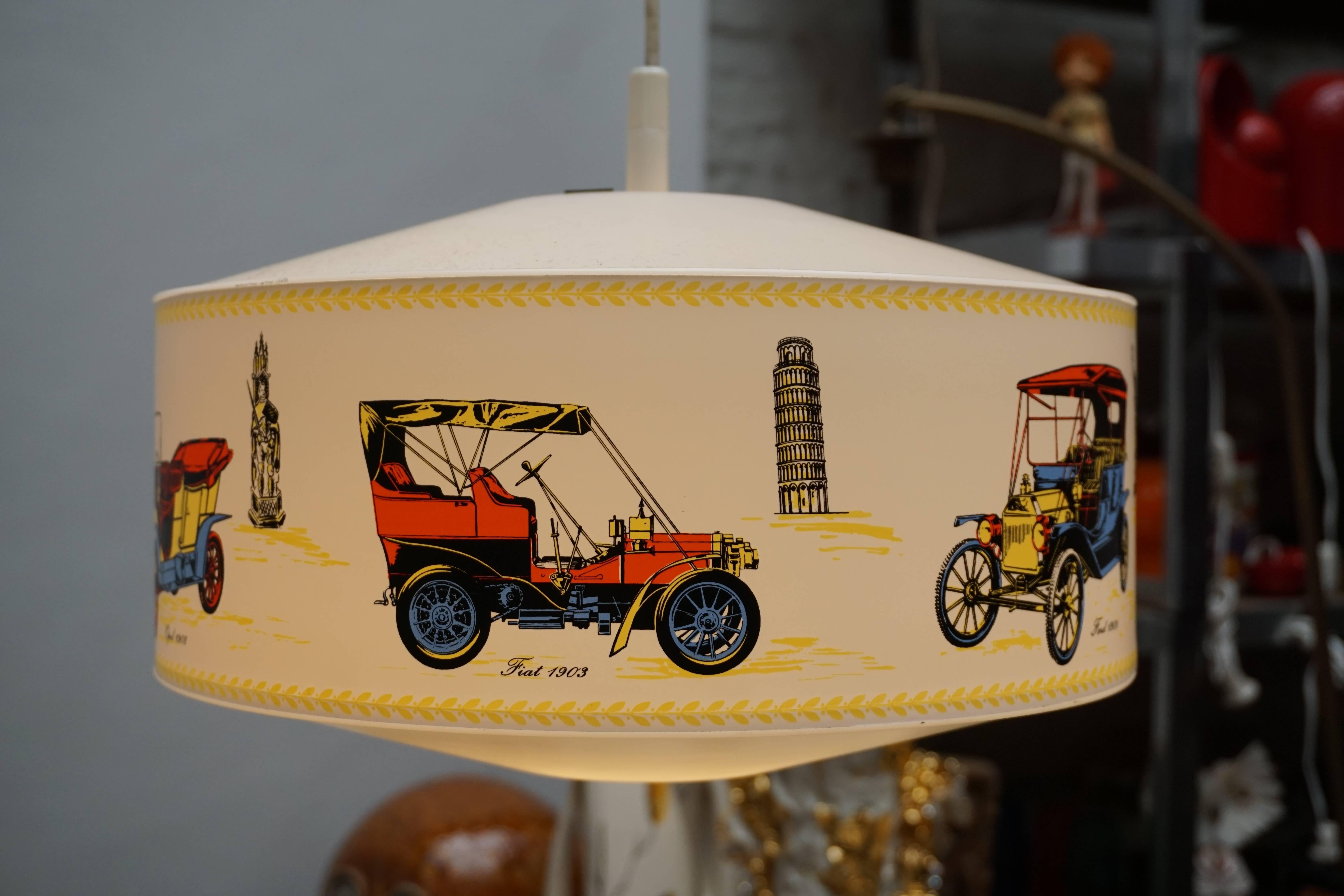 20th Century Pendant Light Decorated with Oldtimers For Sale