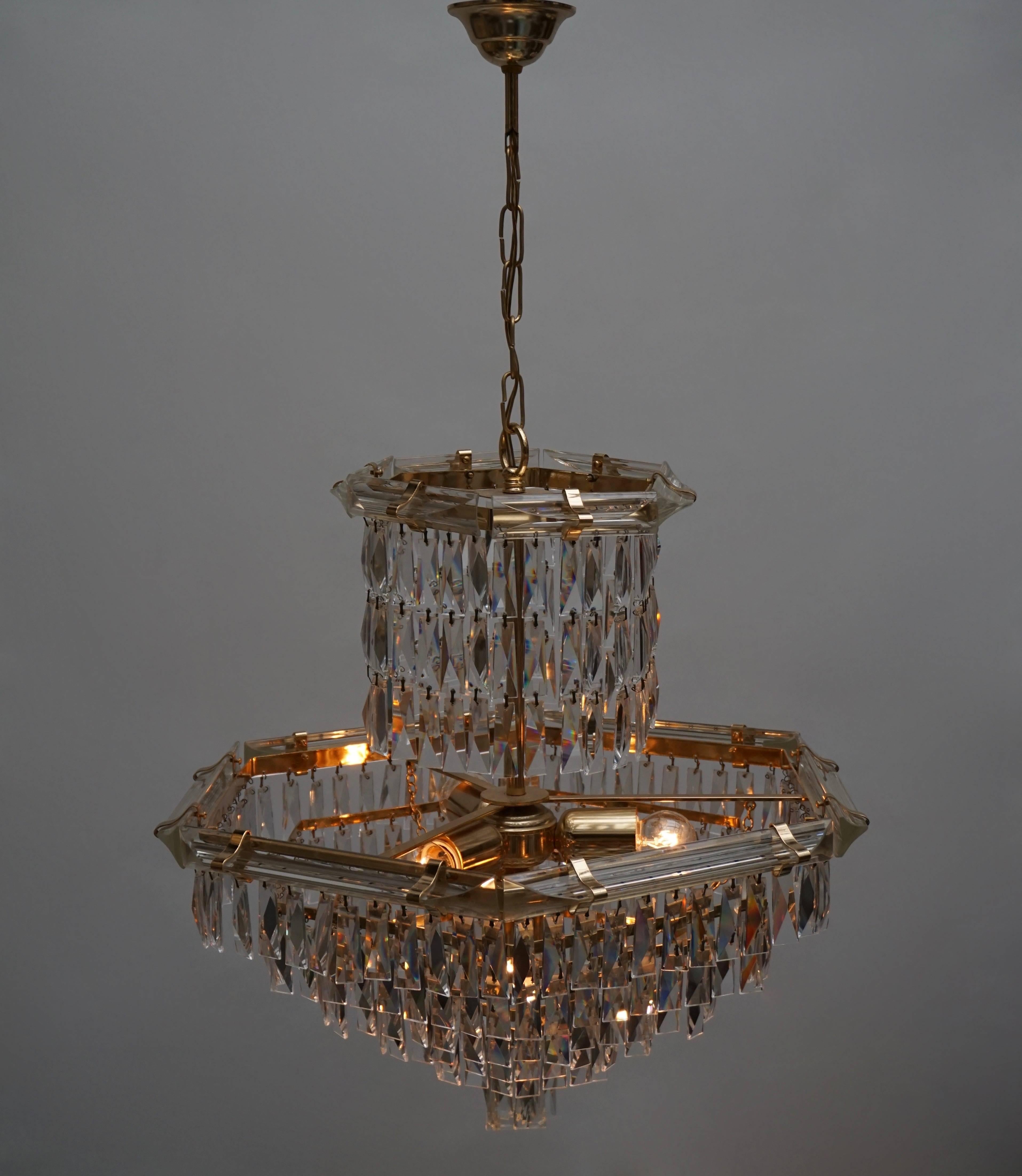 Crystal and Brass Chandelier 1