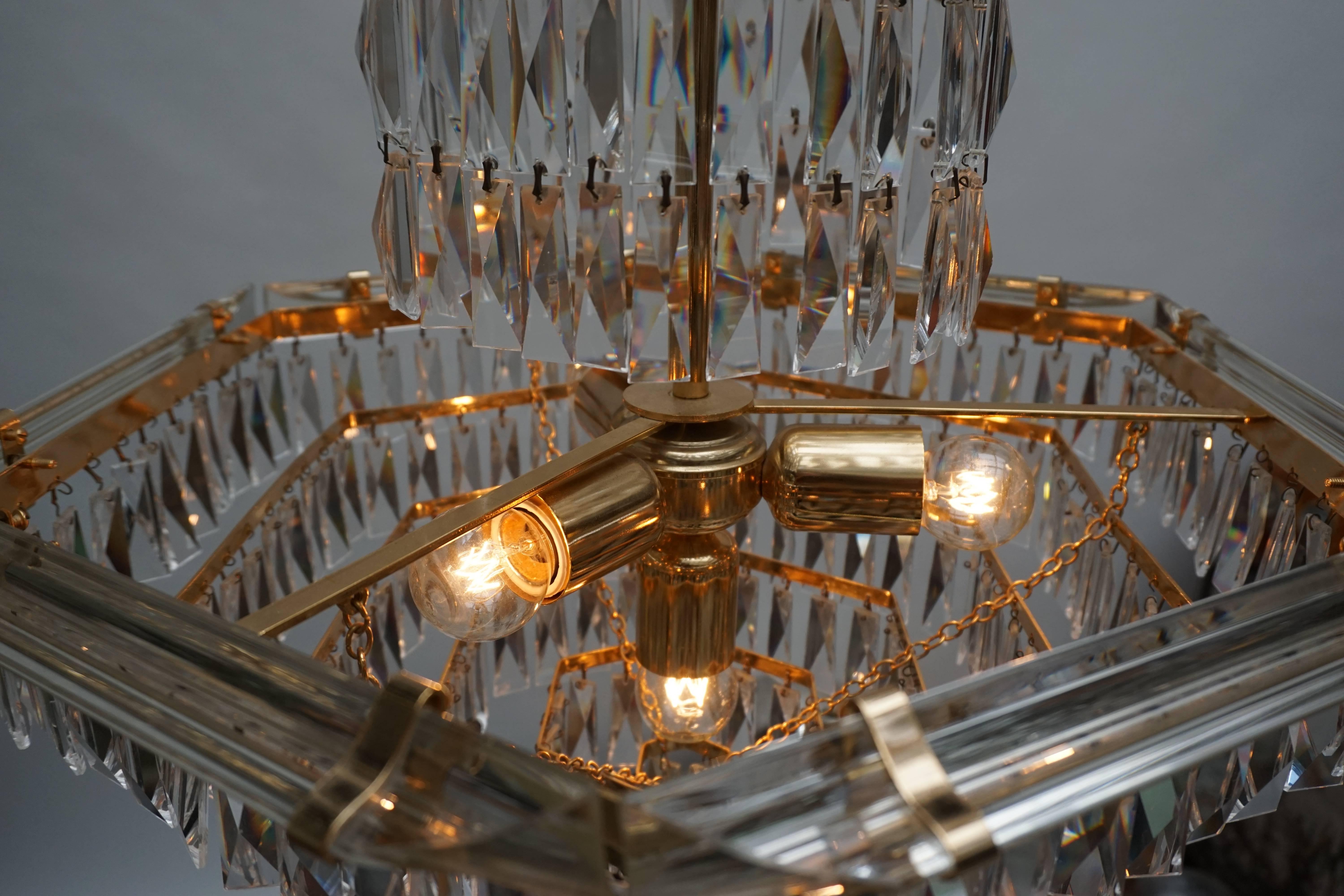 Crystal and Brass Chandelier 3
