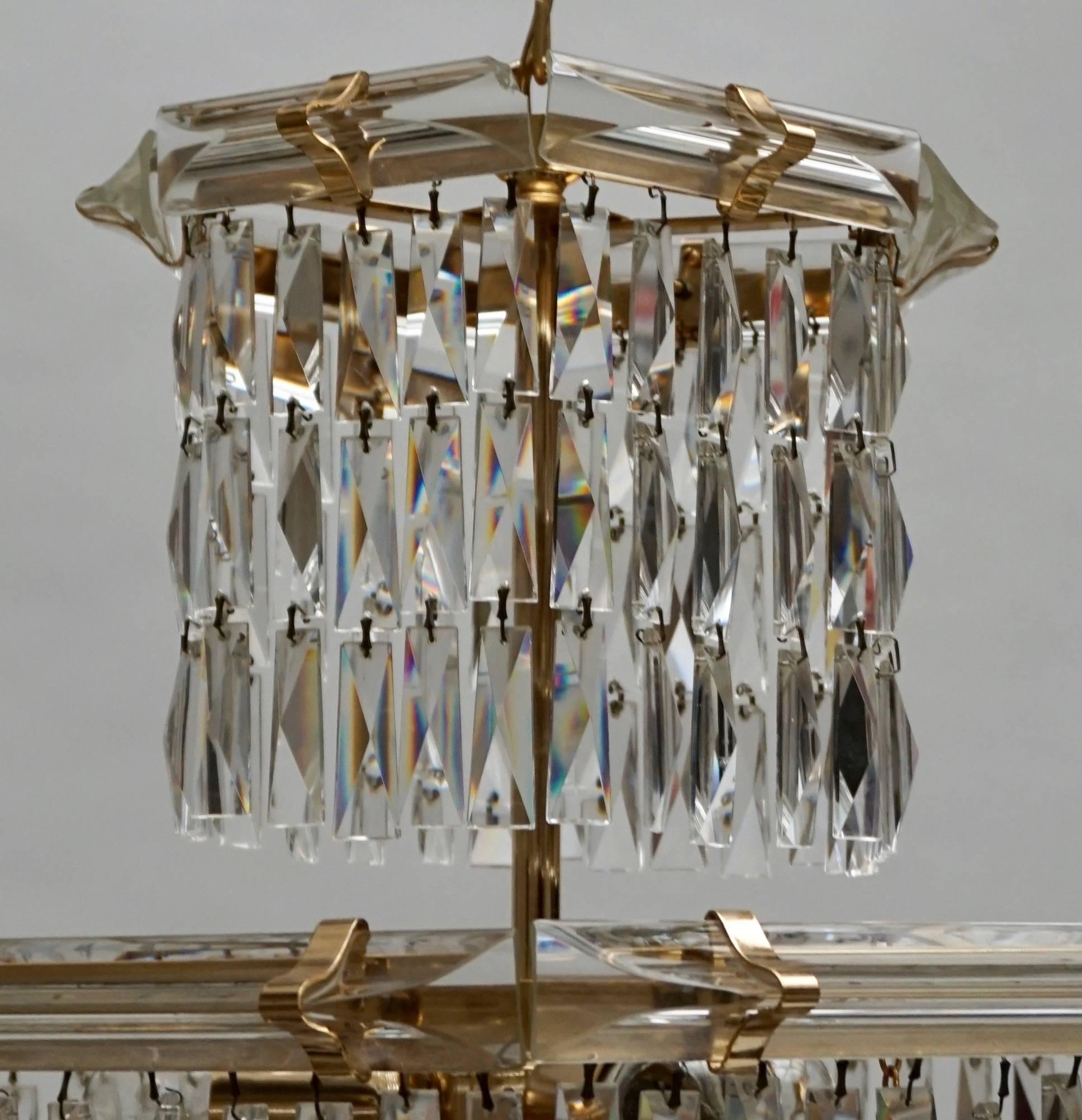 Crystal and Brass Chandelier 4