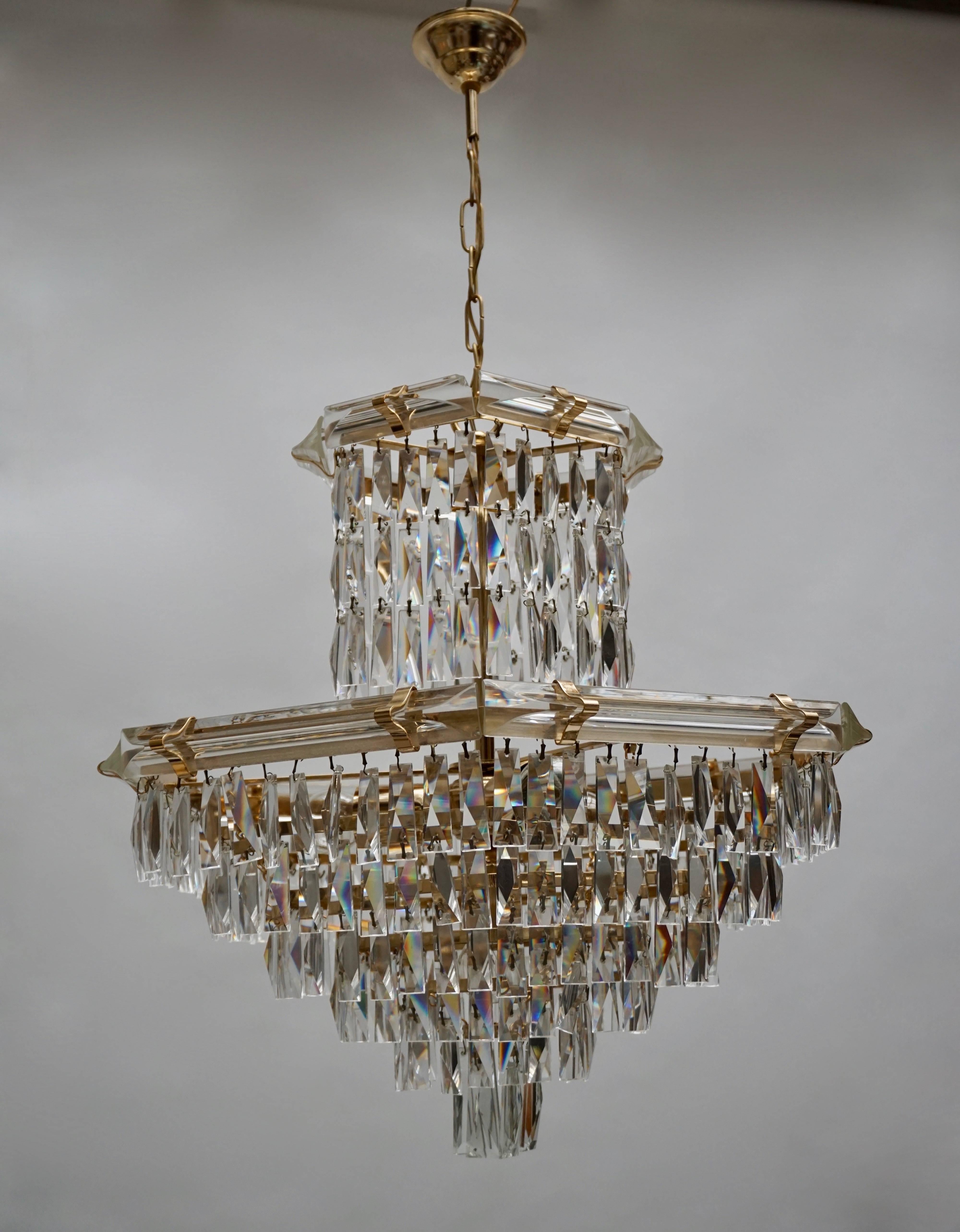 Crystal and Brass Chandelier 2