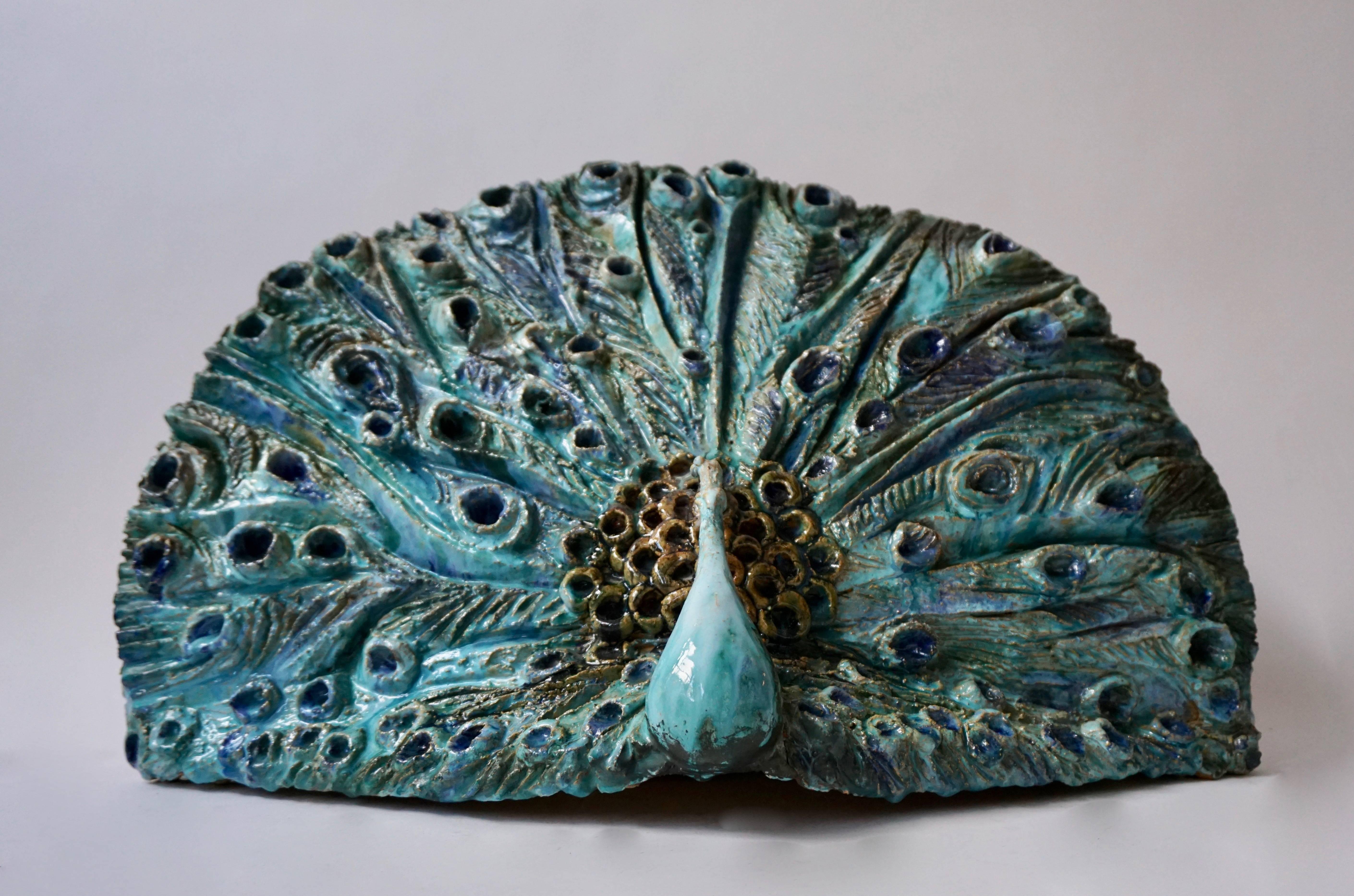 Extraordinary Ceramic Peacock For Sale 1