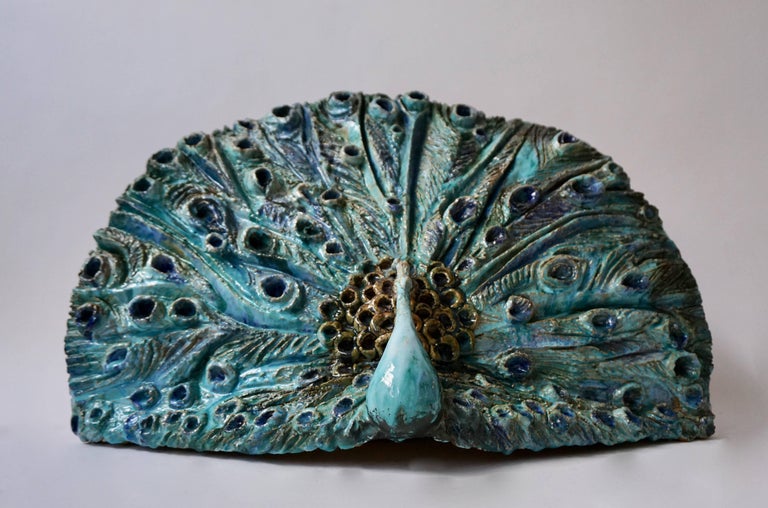 Extraordinary Ceramic Peacock For Sale at 1stDibs