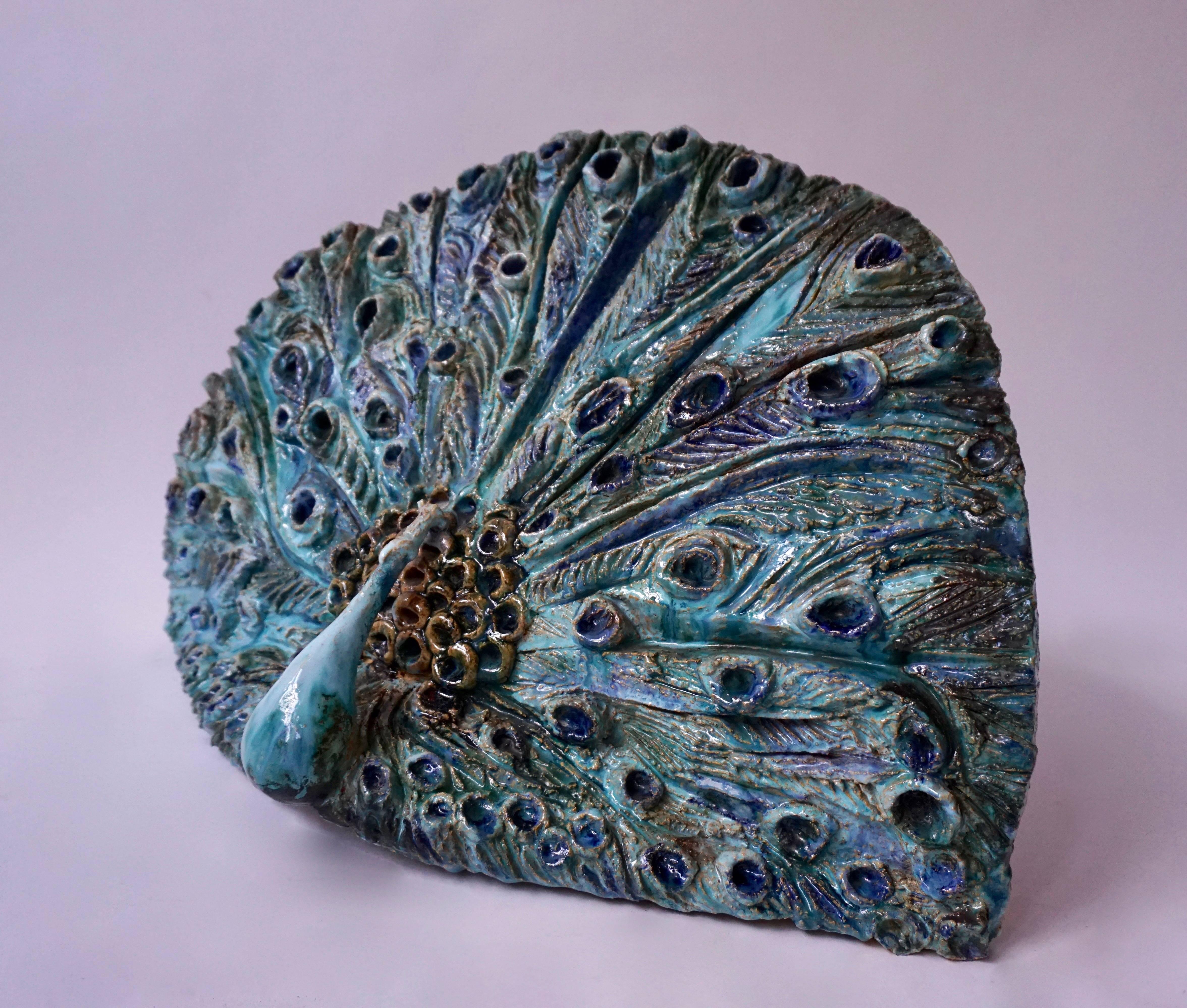 Extraordinary Ceramic Peacock For Sale 2