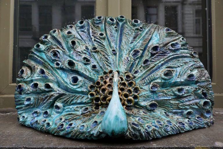 Extraordinary Ceramic Peacock For Sale at 1stDibs
