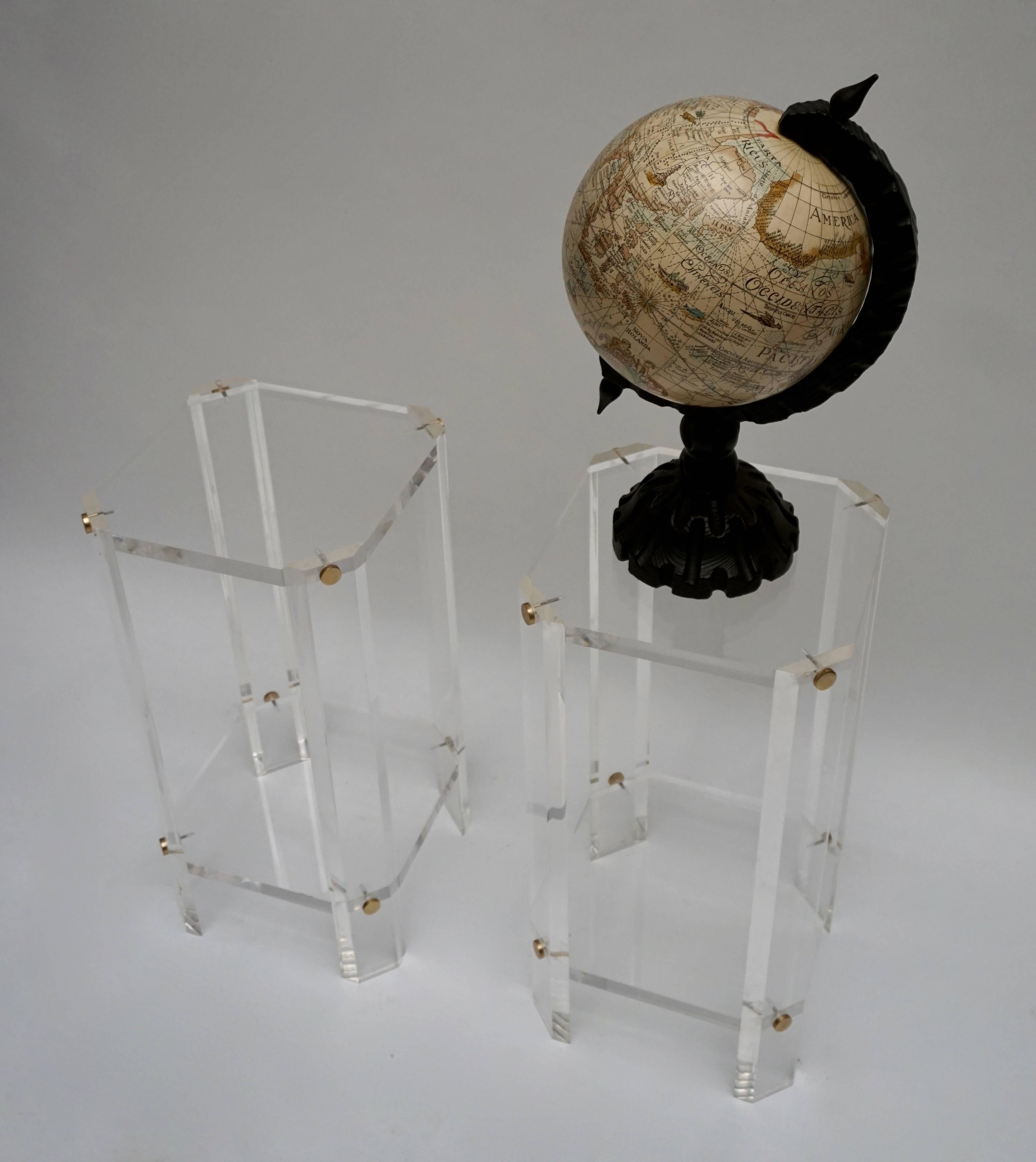 20th Century Brass and Lucite Side Tables or Pedestals