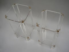 Brass and Lucite Side Tables or Pedestals