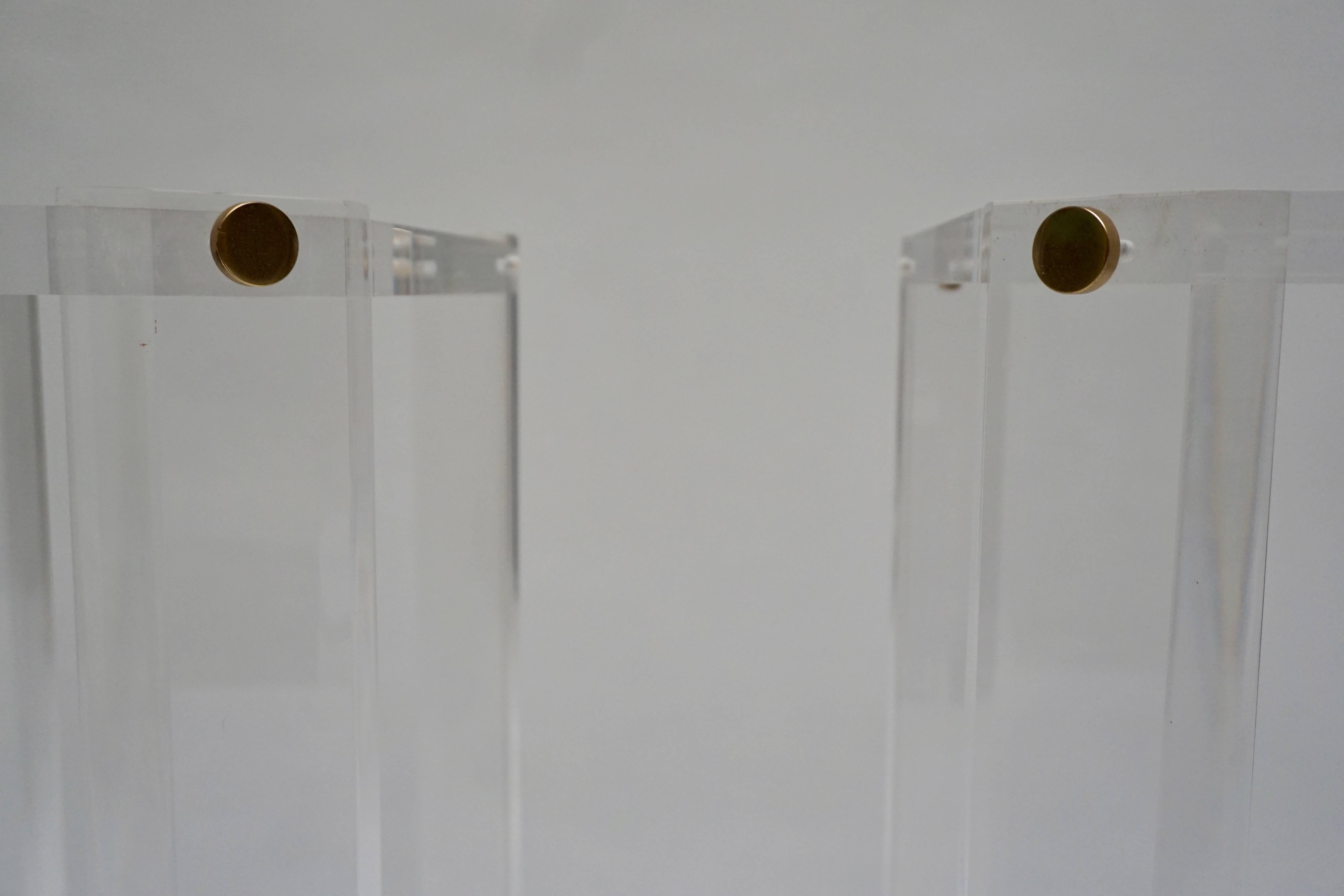 Brass and Lucite Side Tables or Pedestals In Excellent Condition In Antwerp, BE