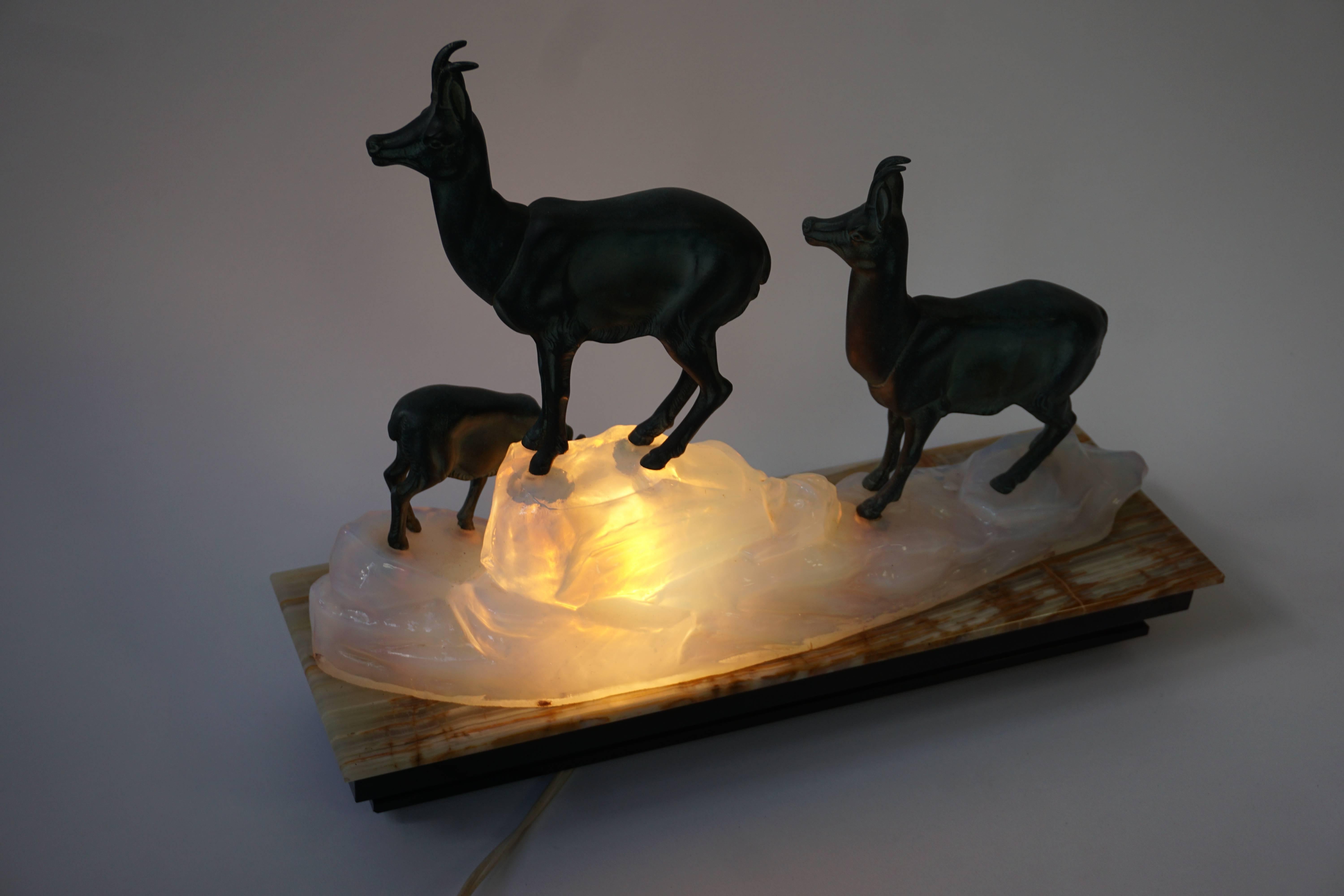 Art-déco-Tischlampe-Skulptur im Angebot 2