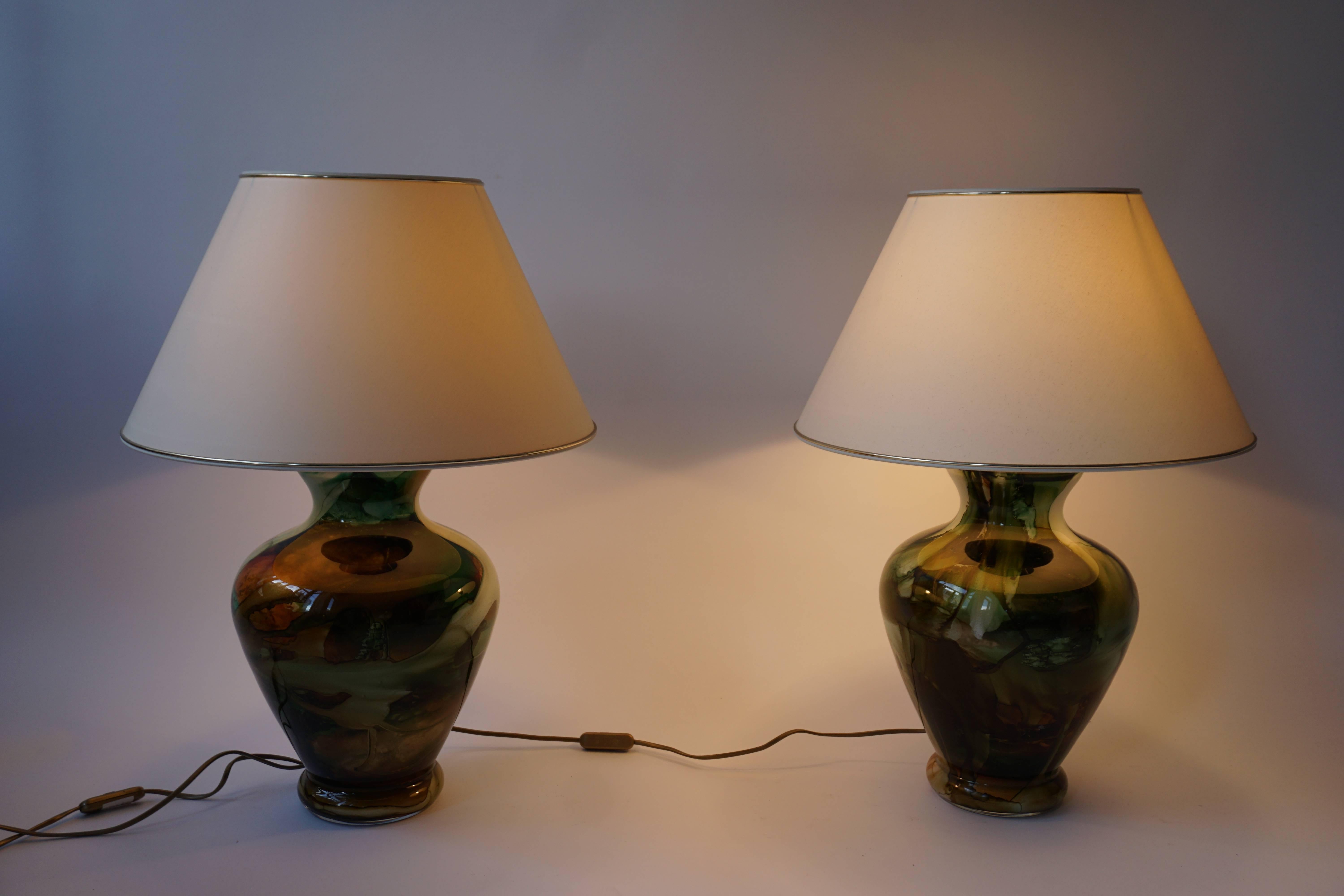 Set of Two Glass Table Lamps In Good Condition In Antwerp, BE