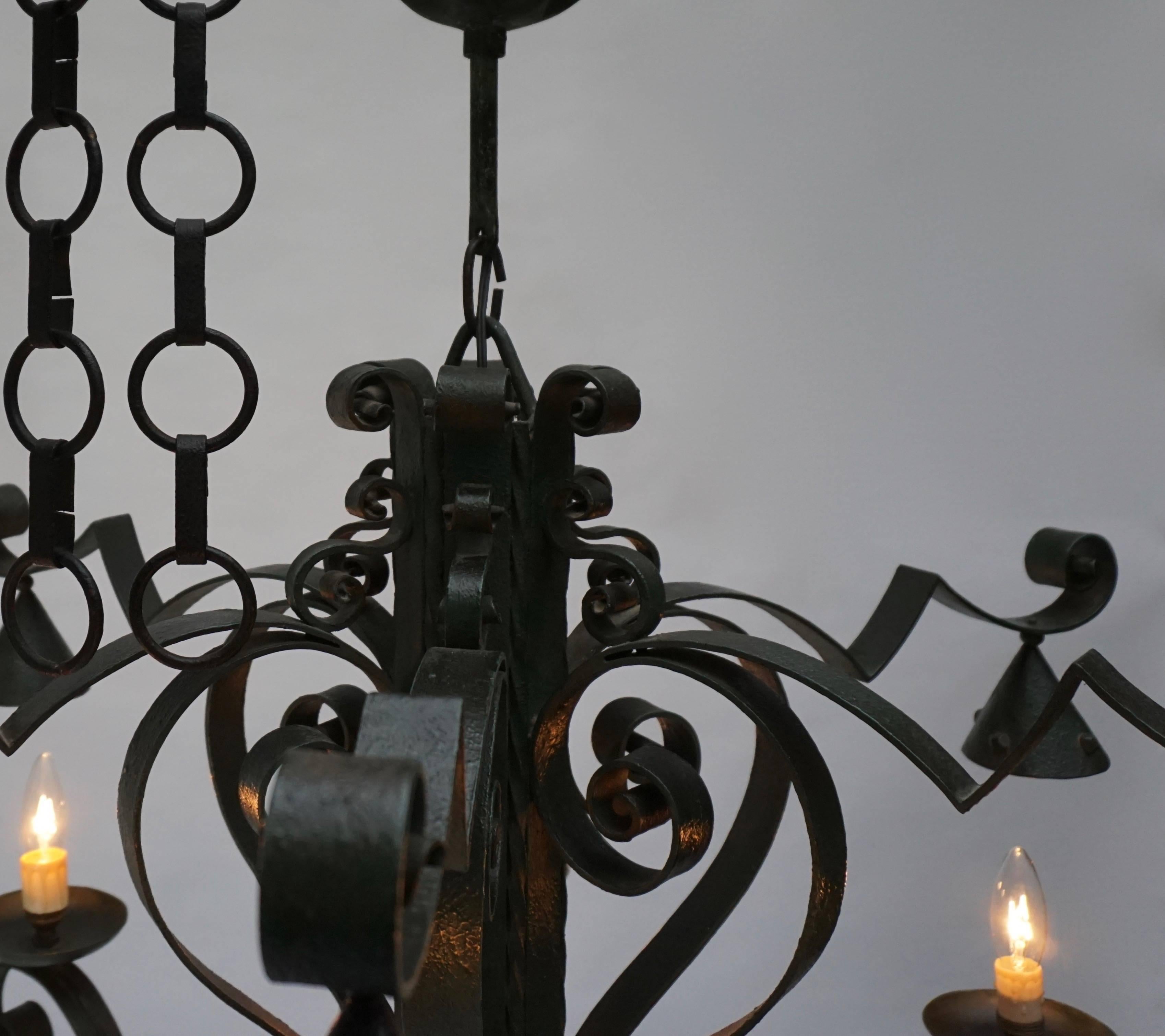Large French Wrought Iron Chandelier For Sale 3