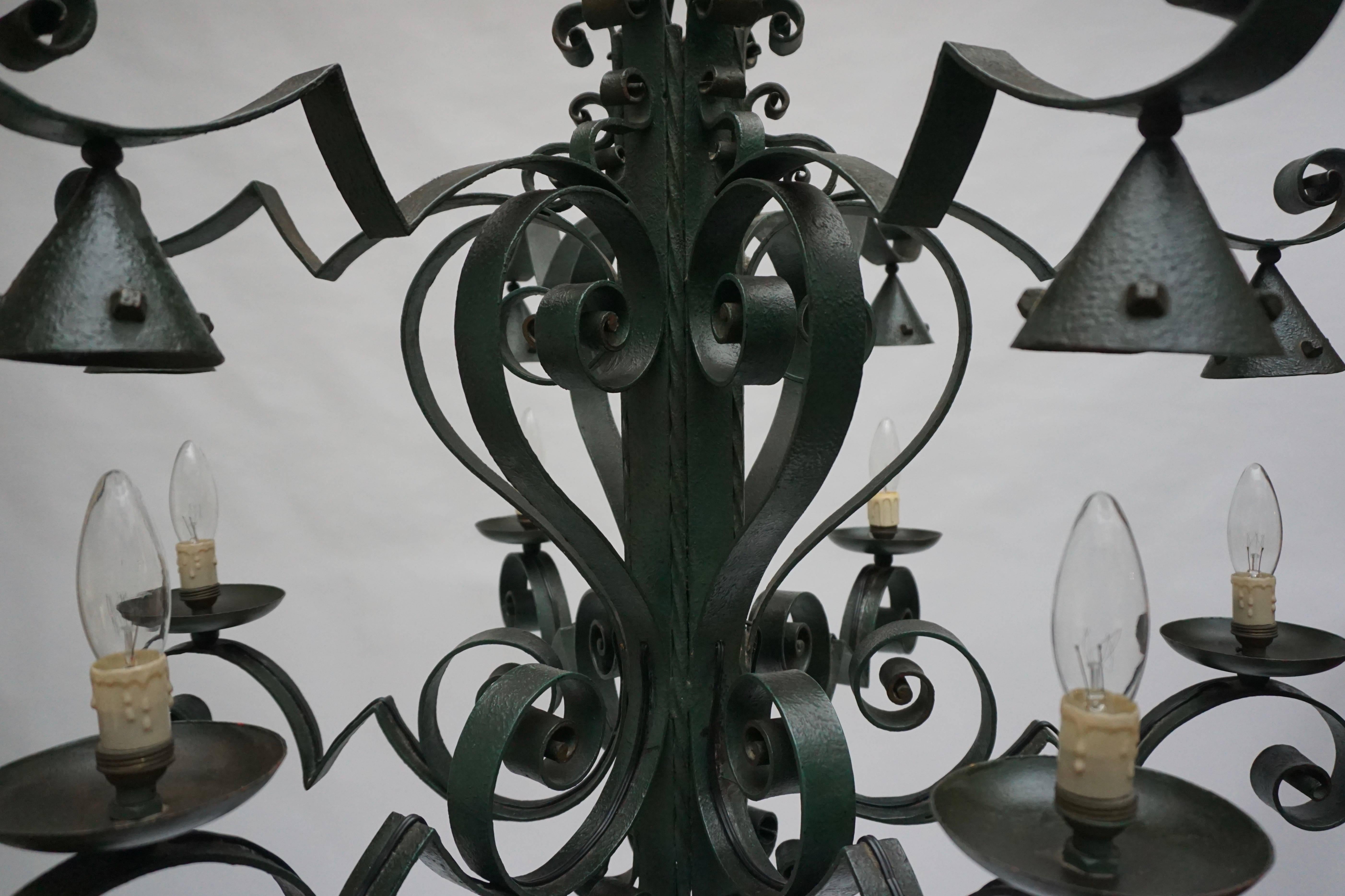 Large French Wrought Iron Chandelier For Sale 2