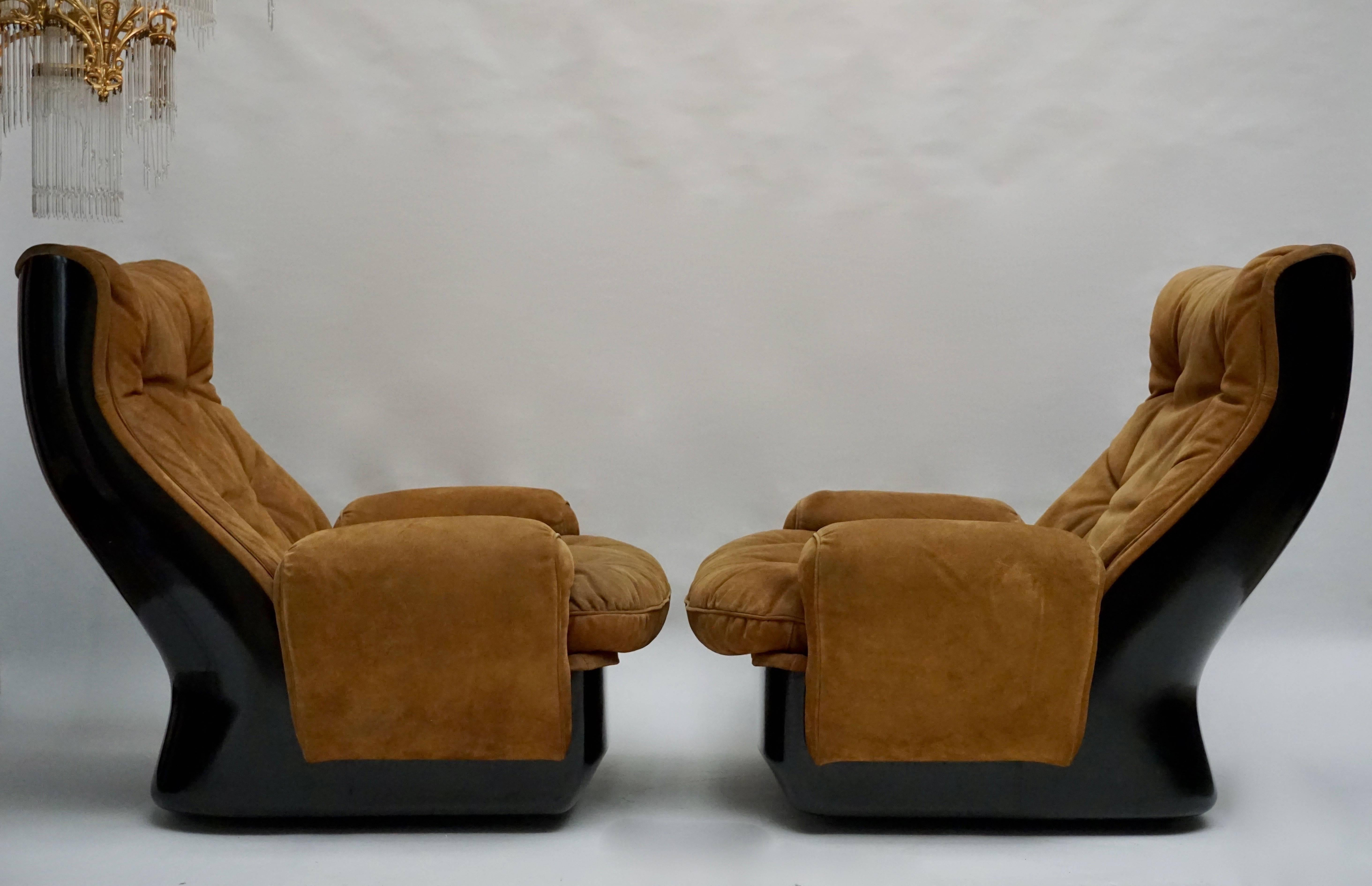 Mid-Century Modern Deux fauteuils de salon par Airborne International, vers 1970 en vente