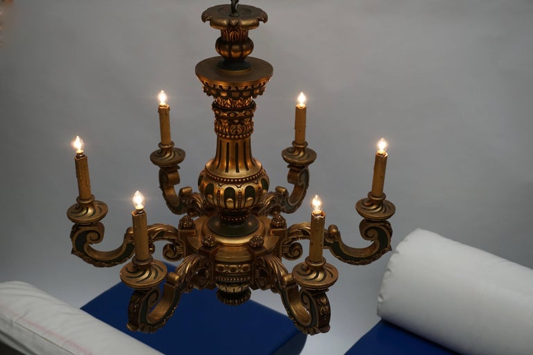 Italian Giltwood Chandelier In Good Condition For Sale In Antwerp, BE