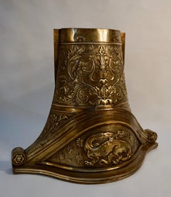 Hammered Brass Fire Screen Decorated in the Renaissance Revival Style