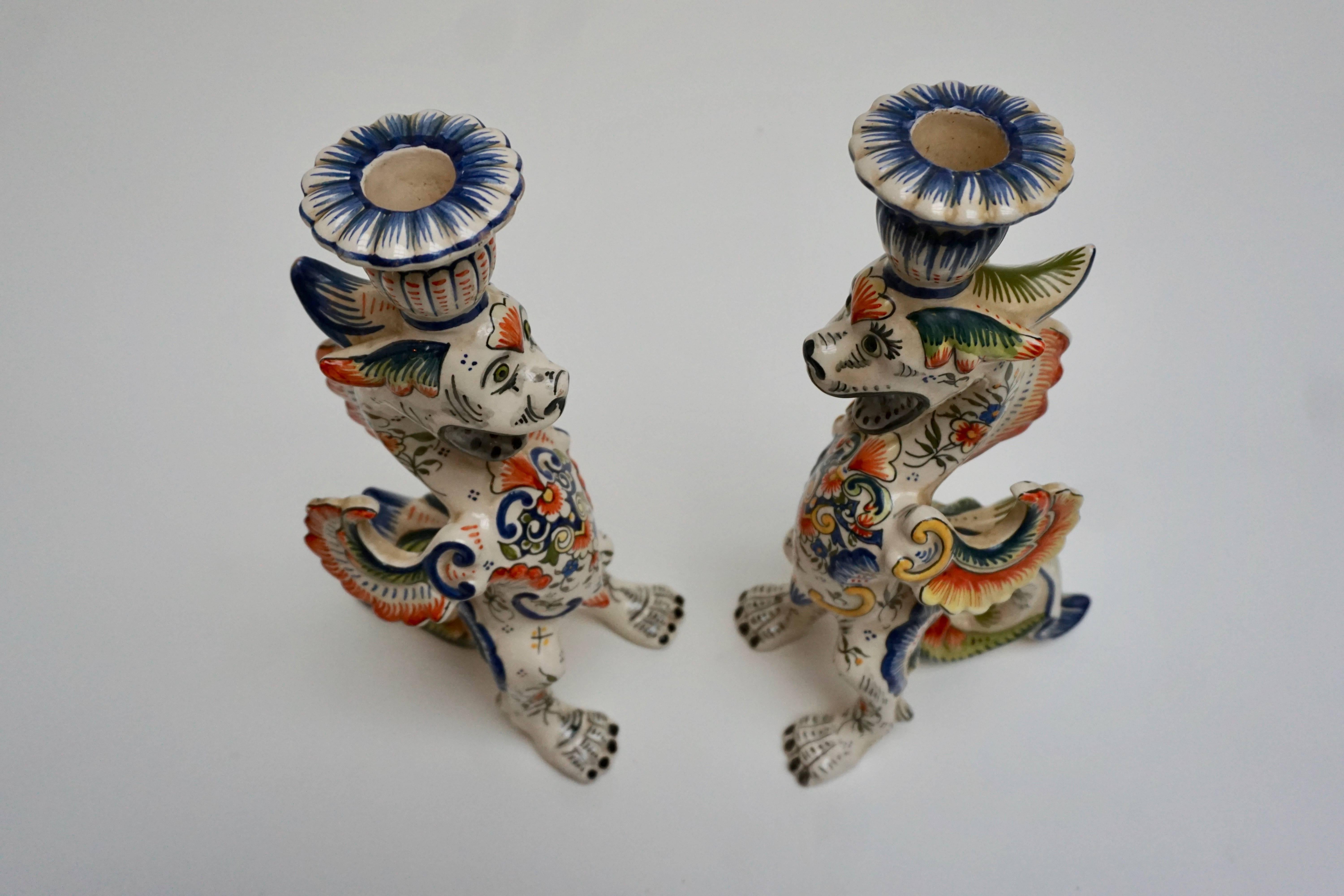 Pair of Porcelain Candlesticks, France In Good Condition For Sale In Antwerp, BE