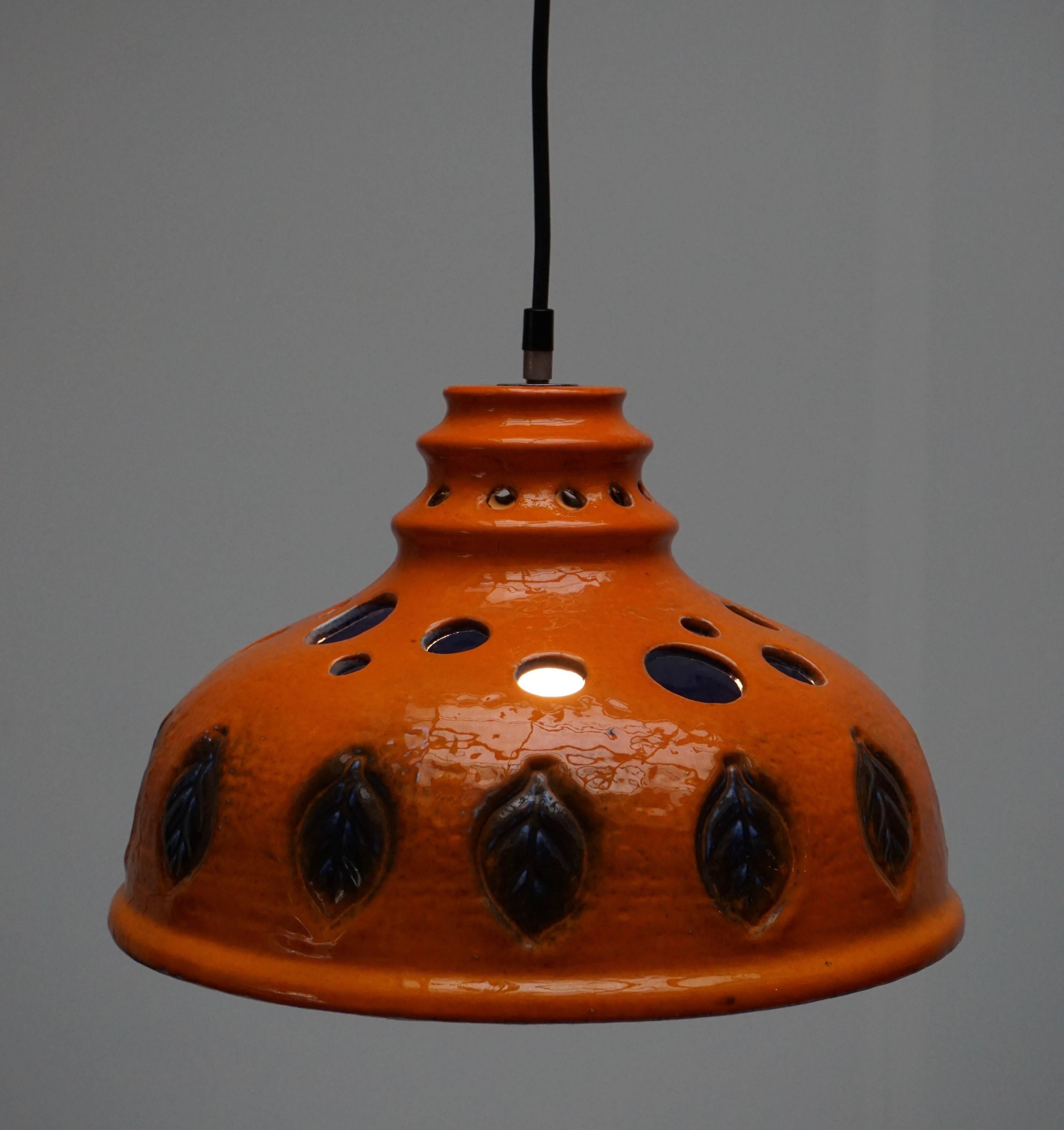 Mid-Century Modern Two Ceramic Pendant Lights For Sale