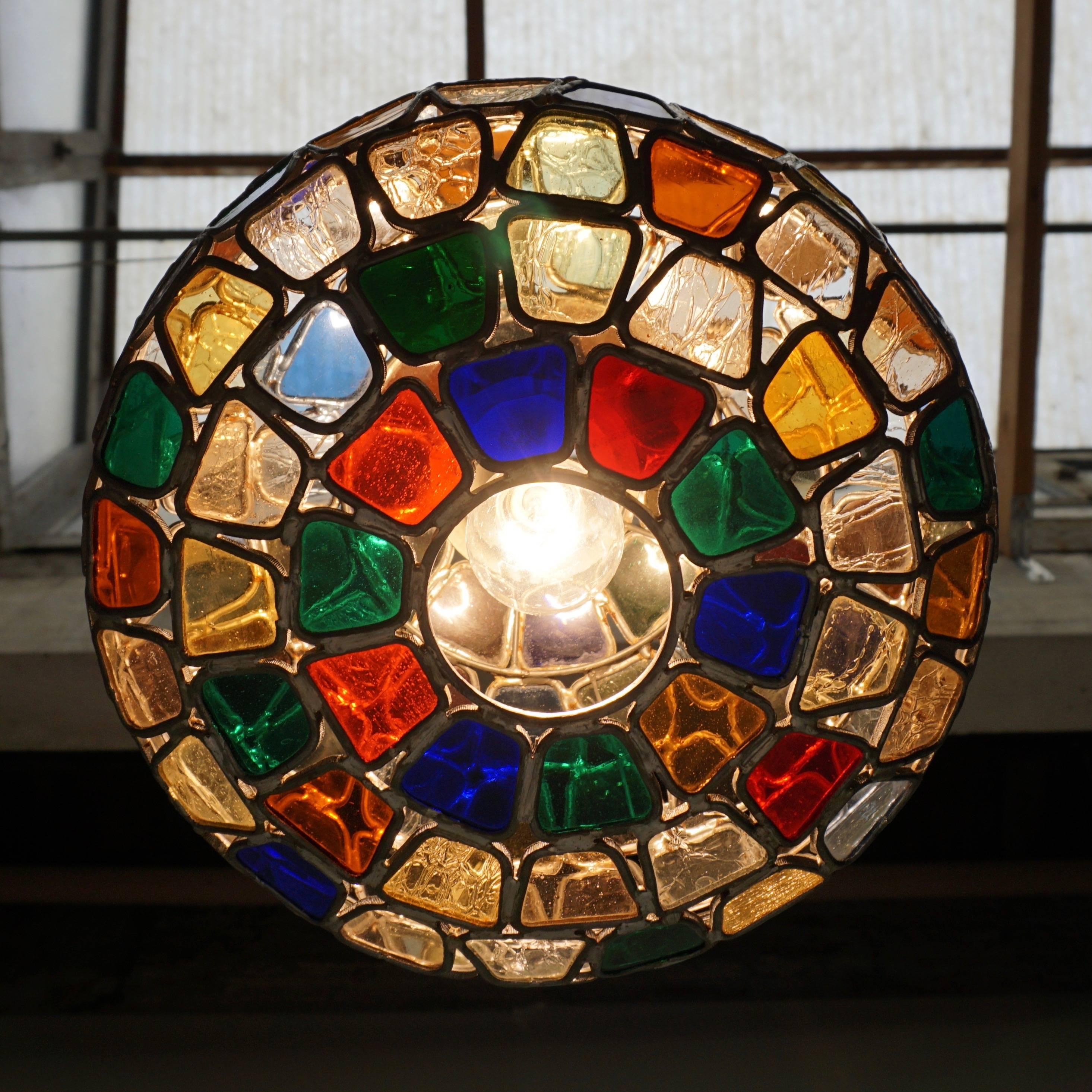 Italian Stained Glass Pendant Light