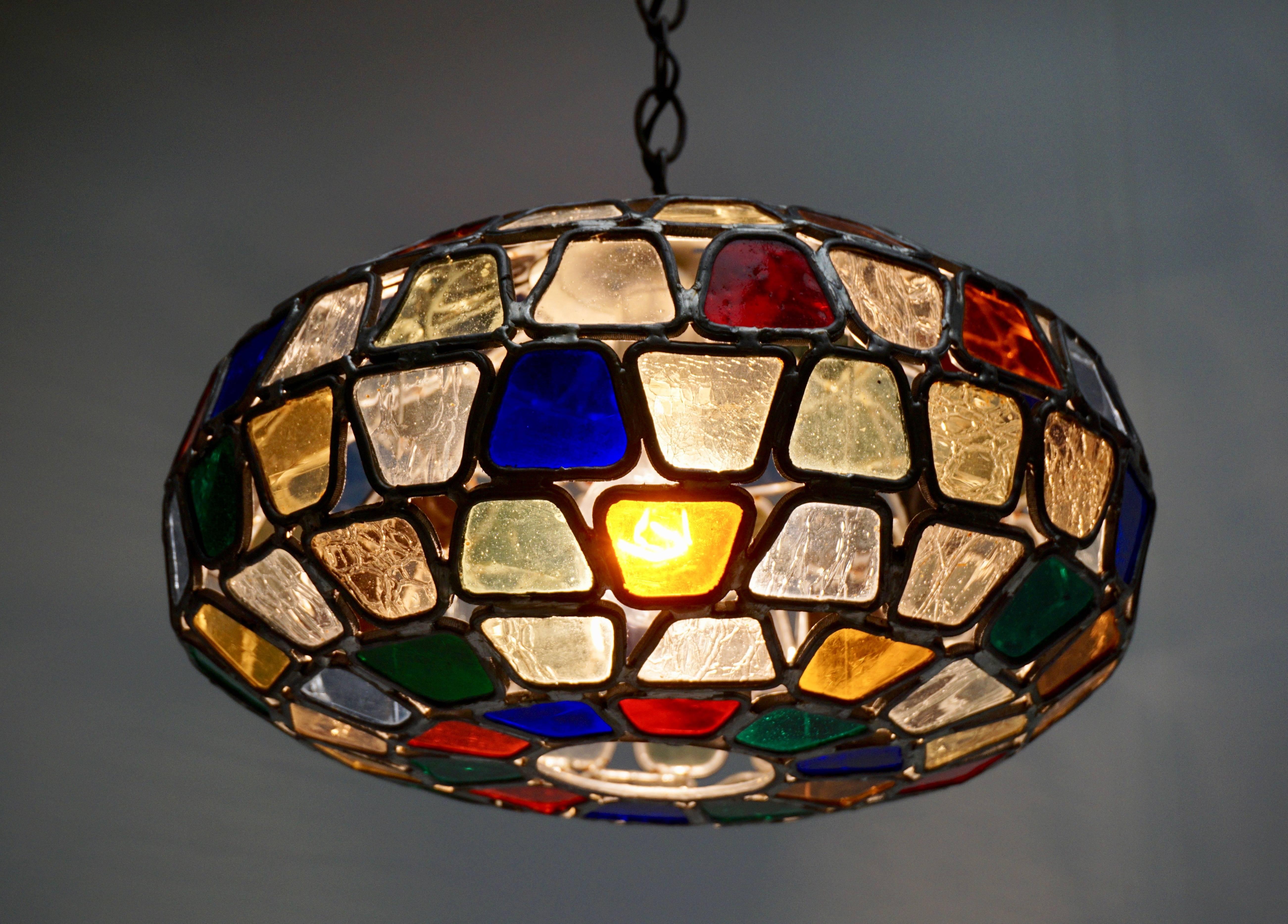 Stained Glass Pendant Light In Good Condition In Antwerp, BE