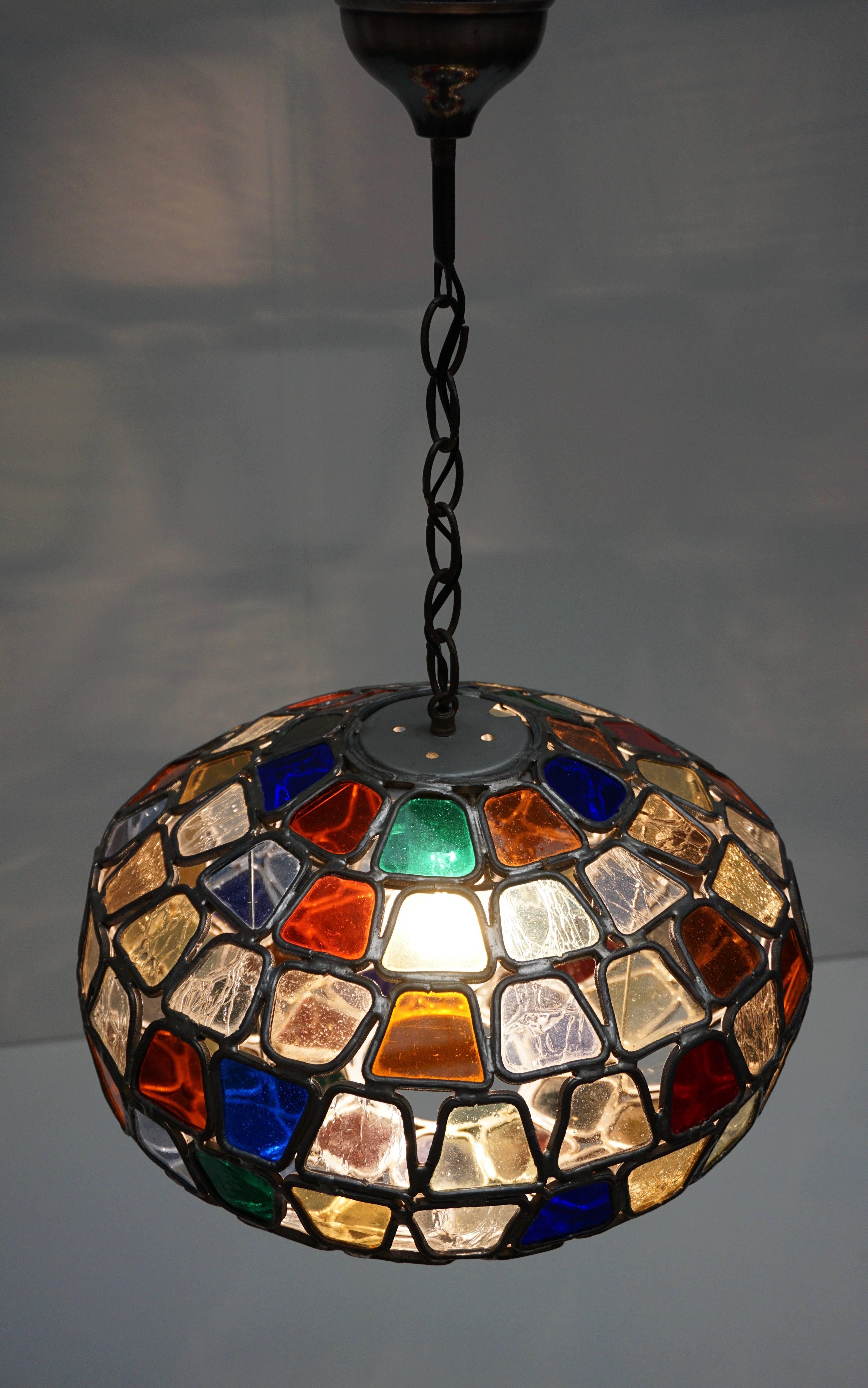 Brass Stained Glass Pendant Light