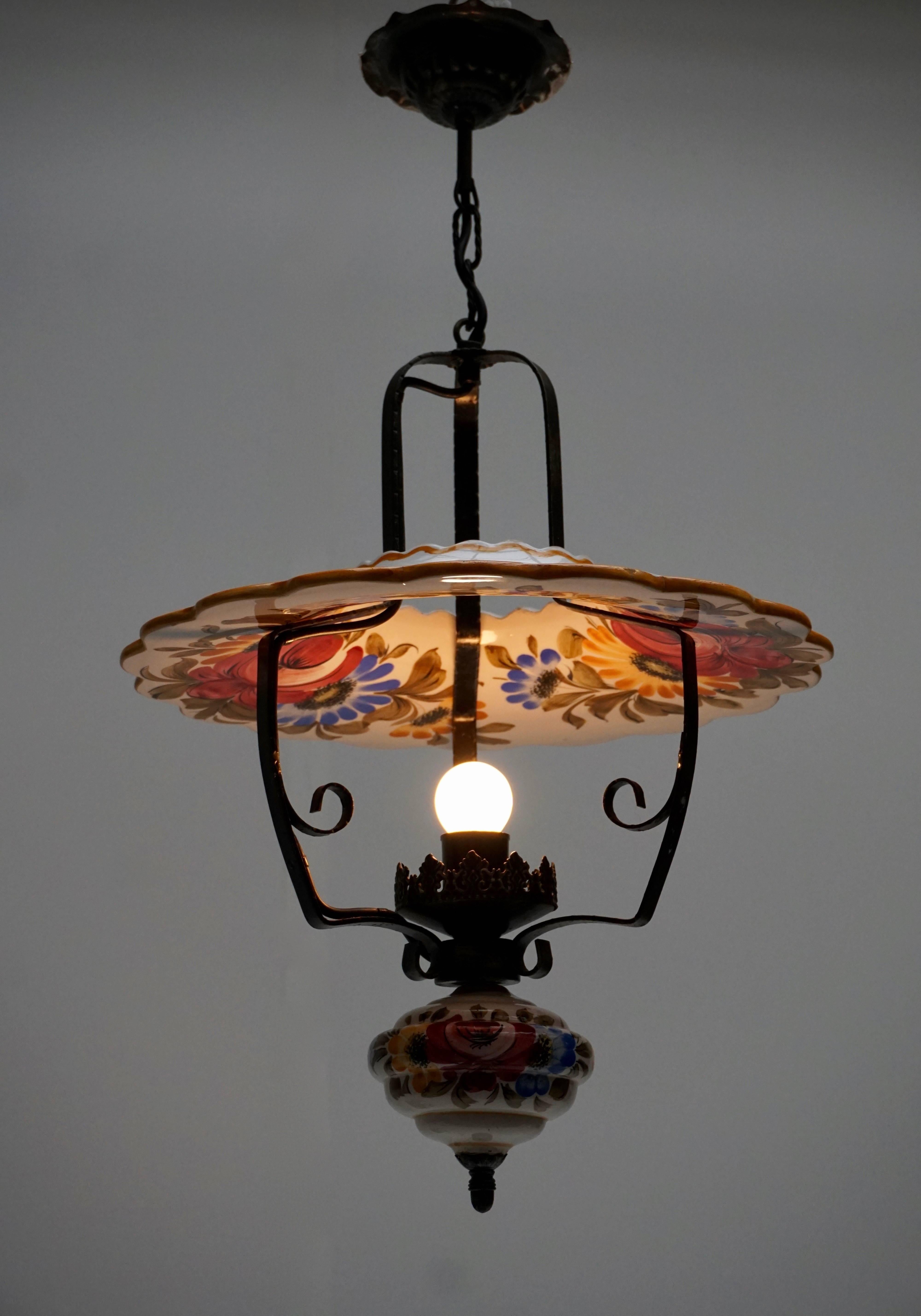 20th Century Two Porcelain Pendant Lights For Sale