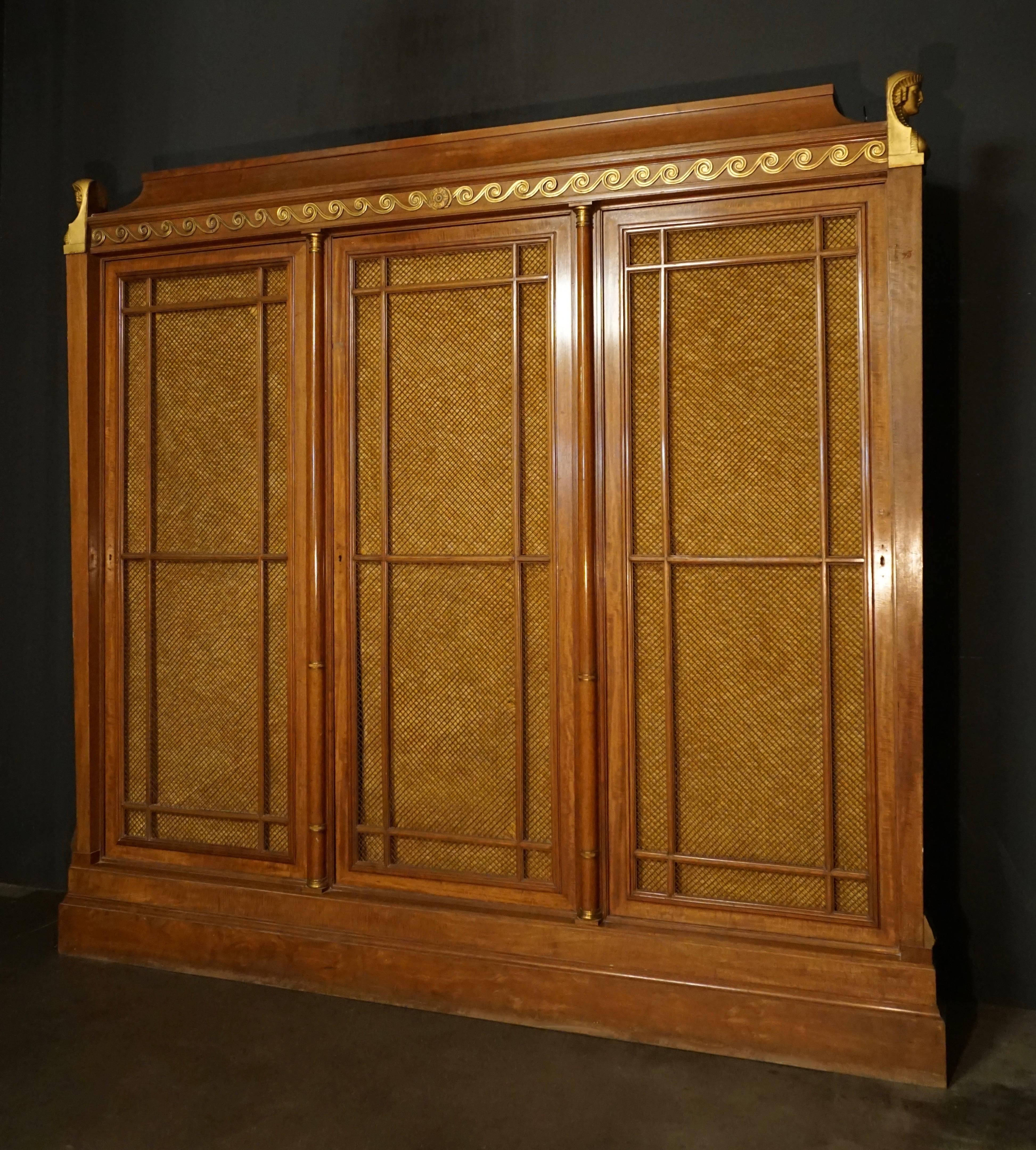 Rare and Magnificent Neoclassical Mahogany Bibliotheque Bookcase For Sale 3