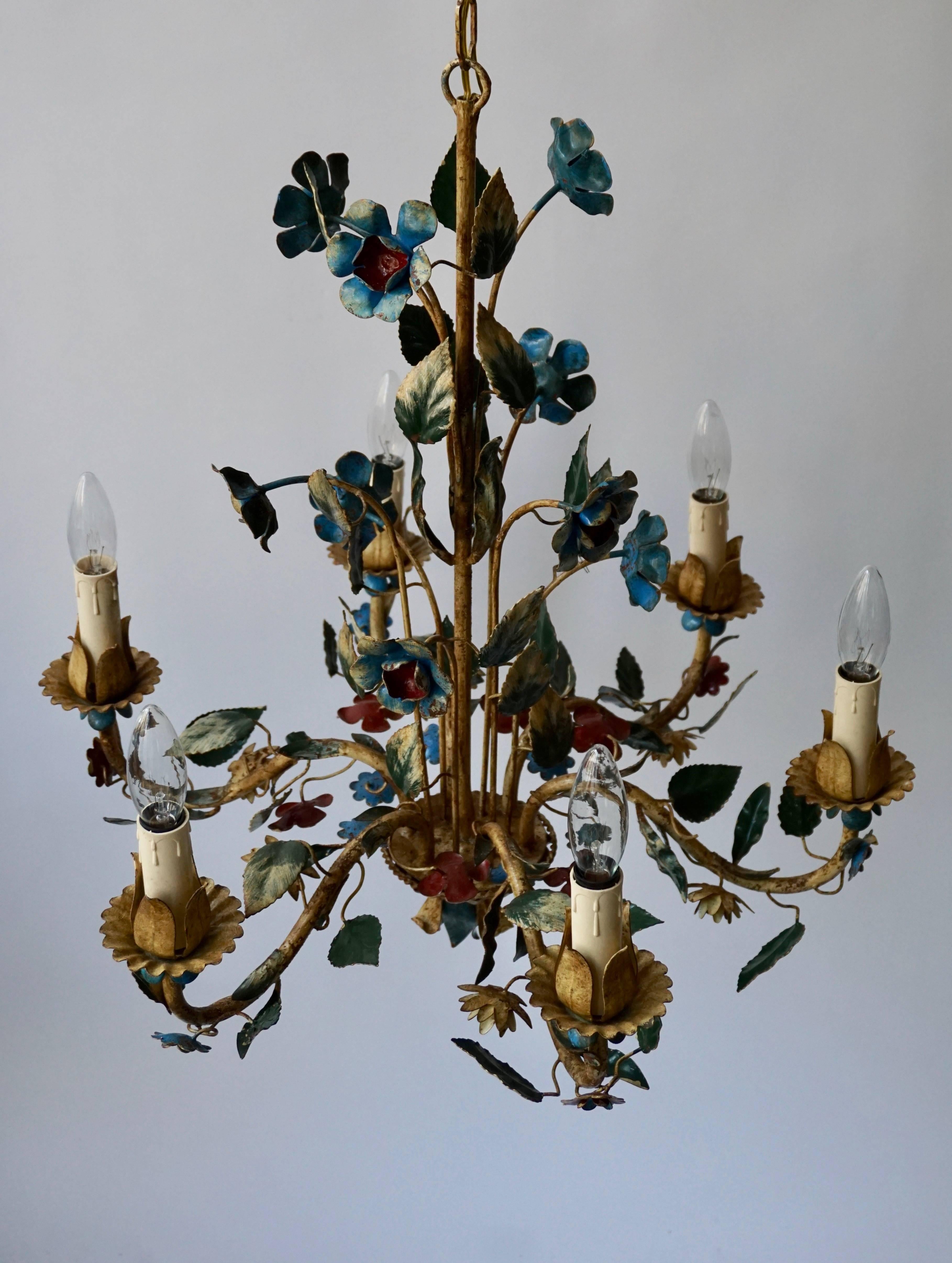 20th Century Italian Metal Flower Chandelier