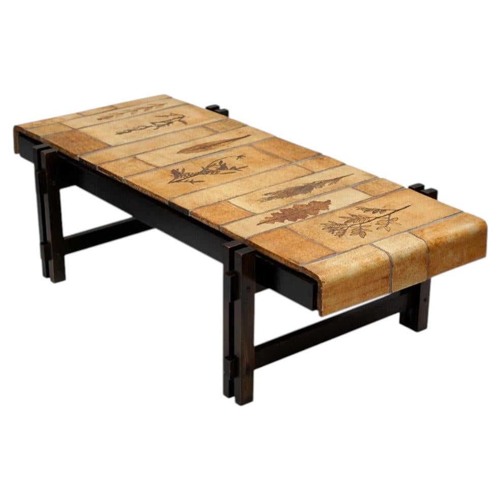 Table basse « Herbier » de Roger Capron Garrigue, Vallauris, vers 1970