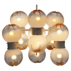 Italian Mazzega Murano Glass Chandelier with 12 Globes