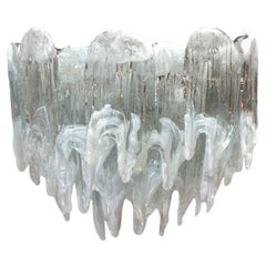 Murano Chandelier Ice Glass and Nickel, 1970