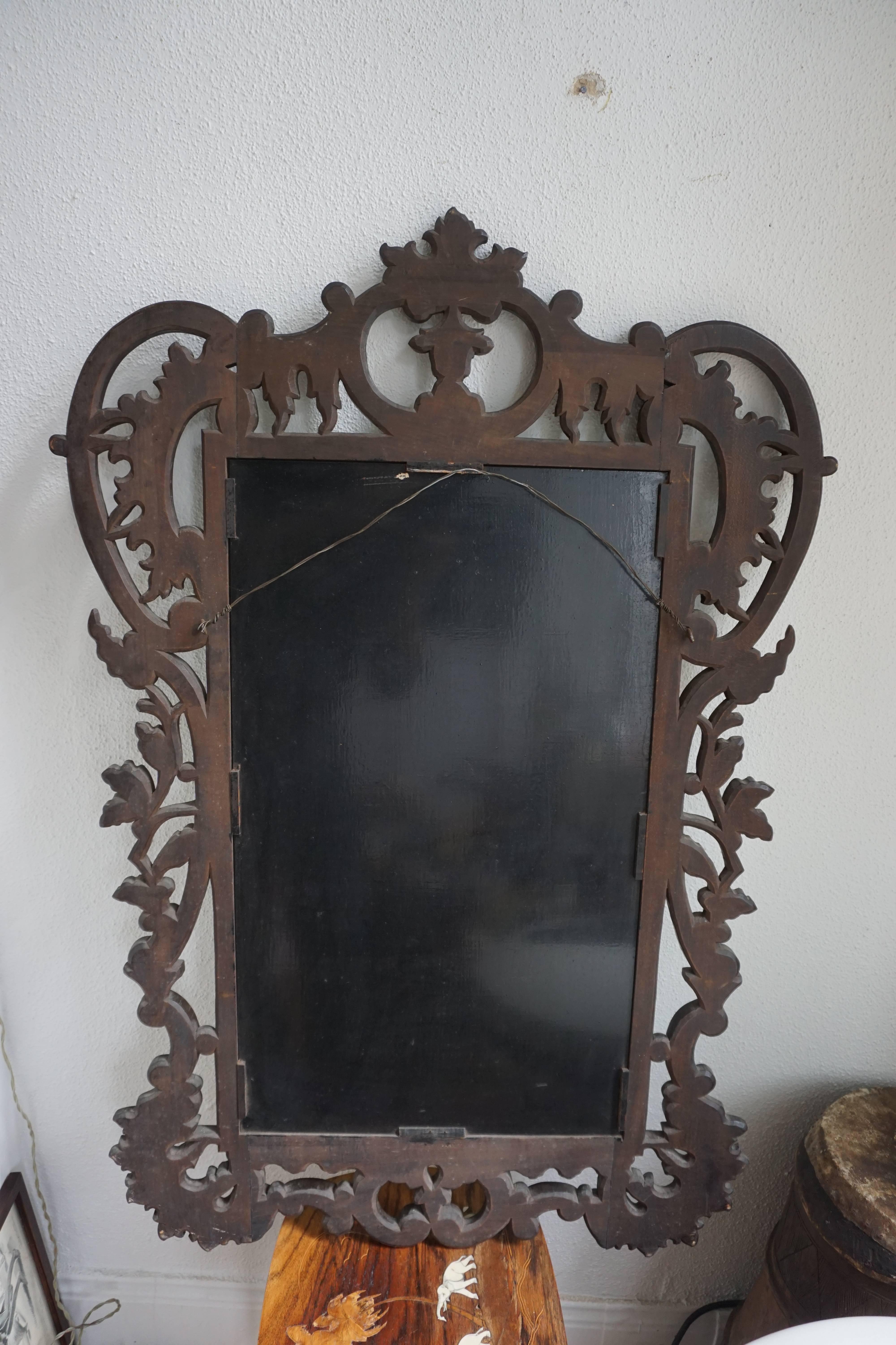 Large Carved Antique Wooden Mirror 1