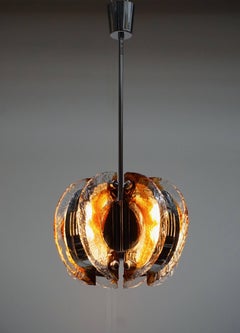 Murano Clear and Amber Glass Chandelier, Italy, 1970s