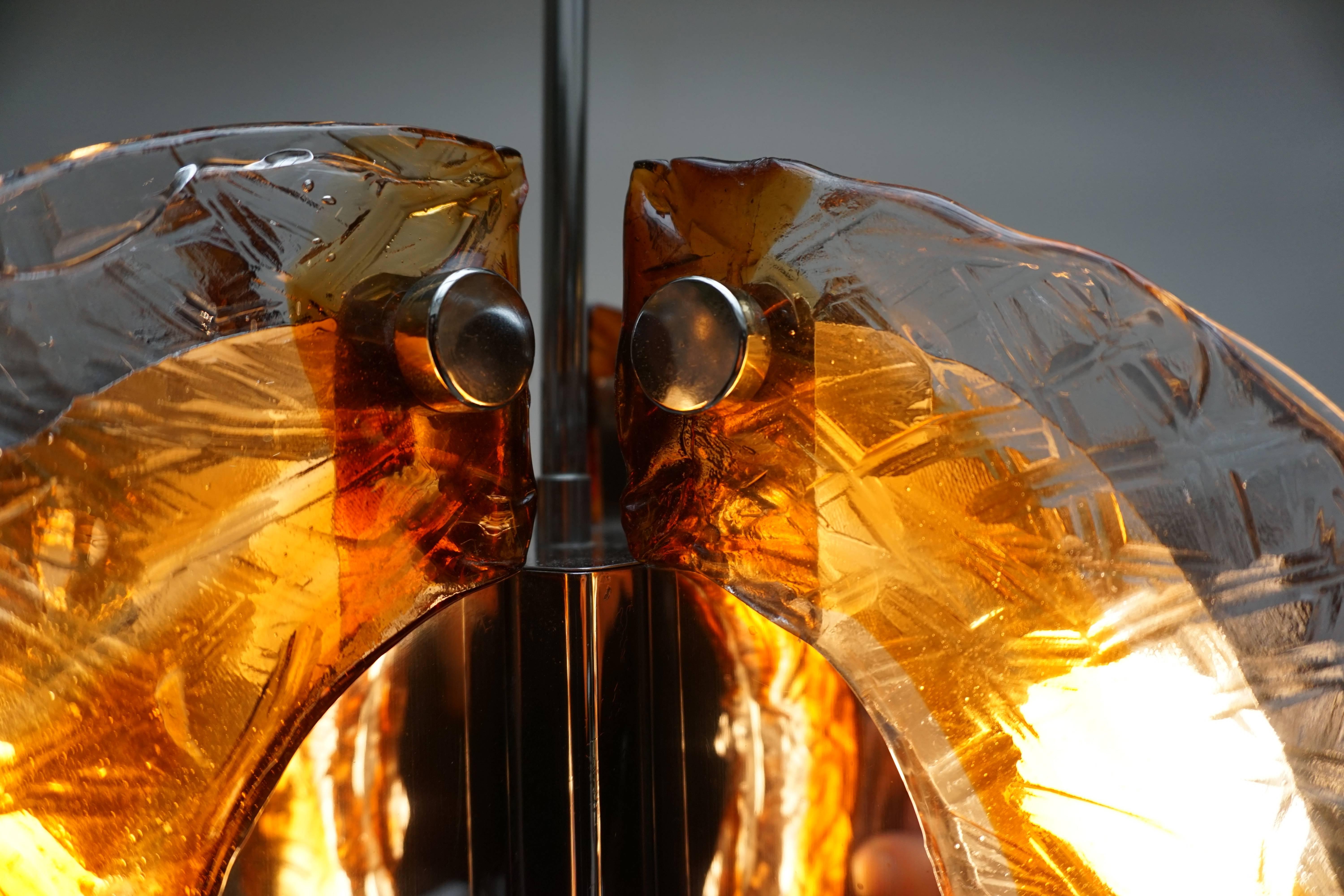 Murano Clear and Amber Glass Chandelier, Italy, 1970s en vente 2