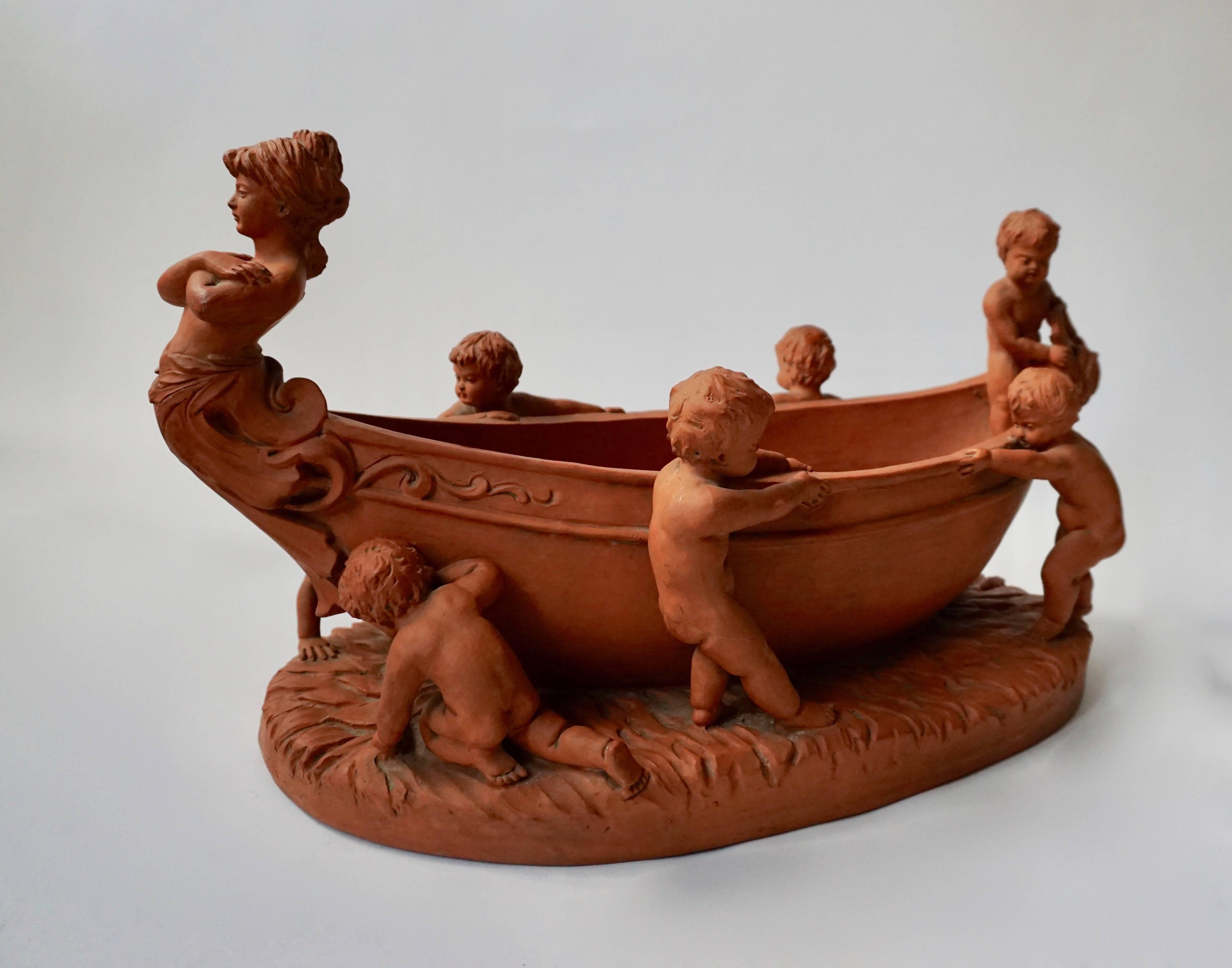 20th Century Terracotta Cherub Bowl For Sale
