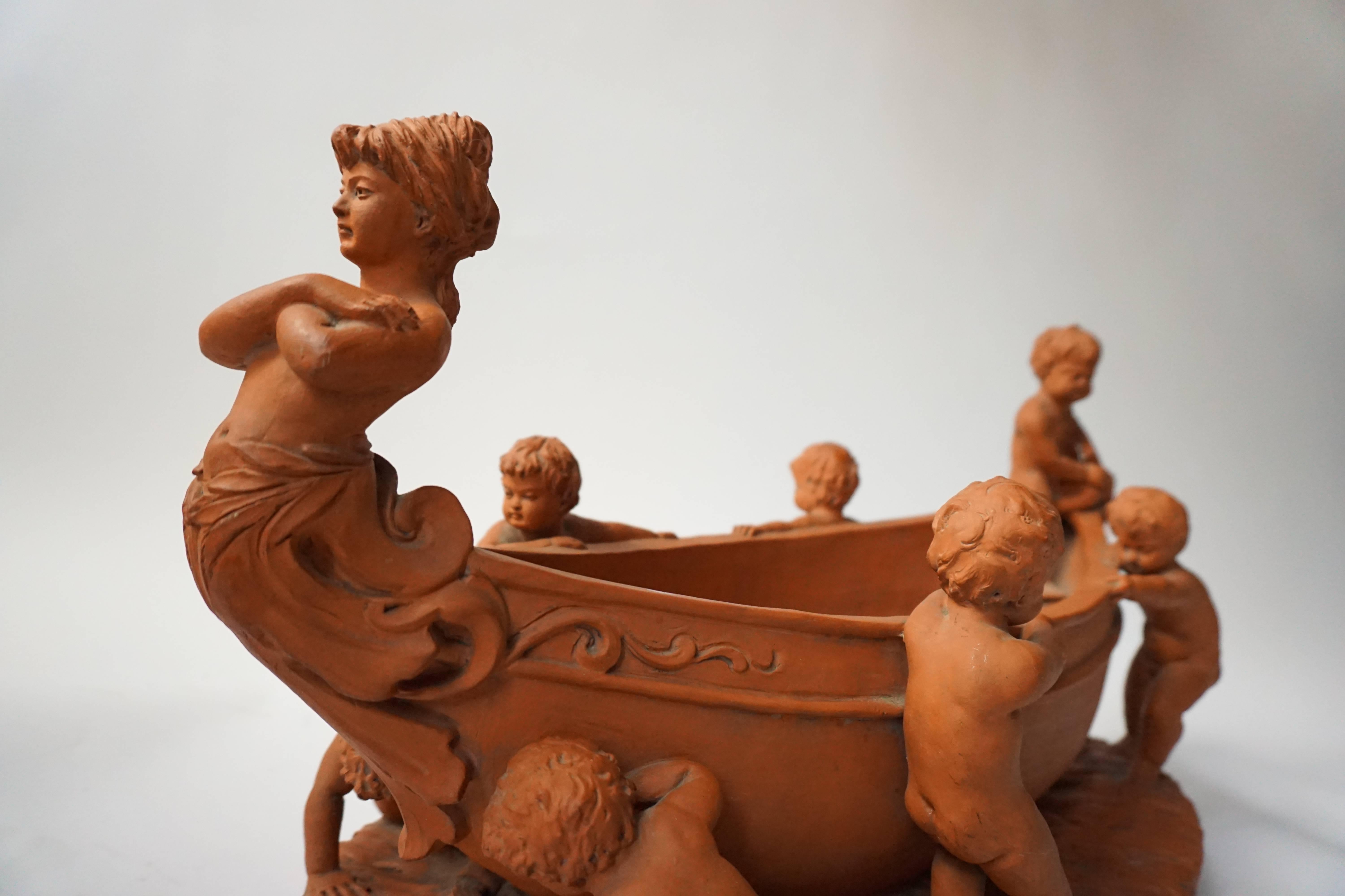 Terracotta Ciotola Cherubino in terracotta in vendita