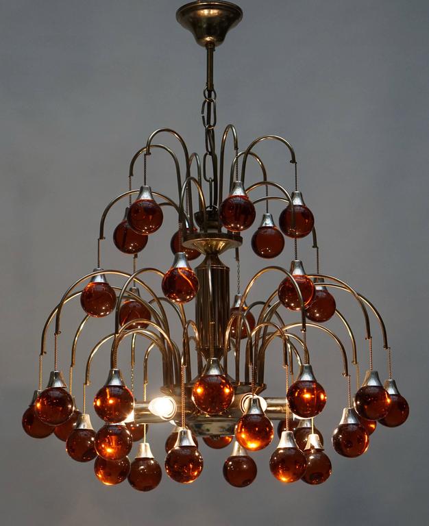 Murano Glass and Brass Chandelier For Sale 2