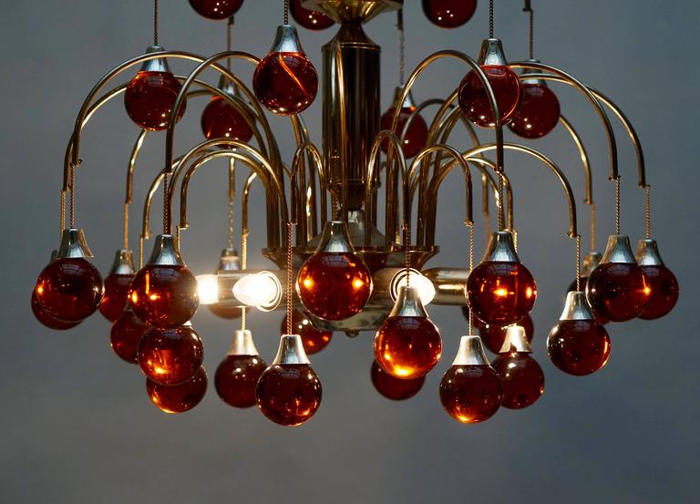 Murano Glass and Brass Chandelier For Sale 3