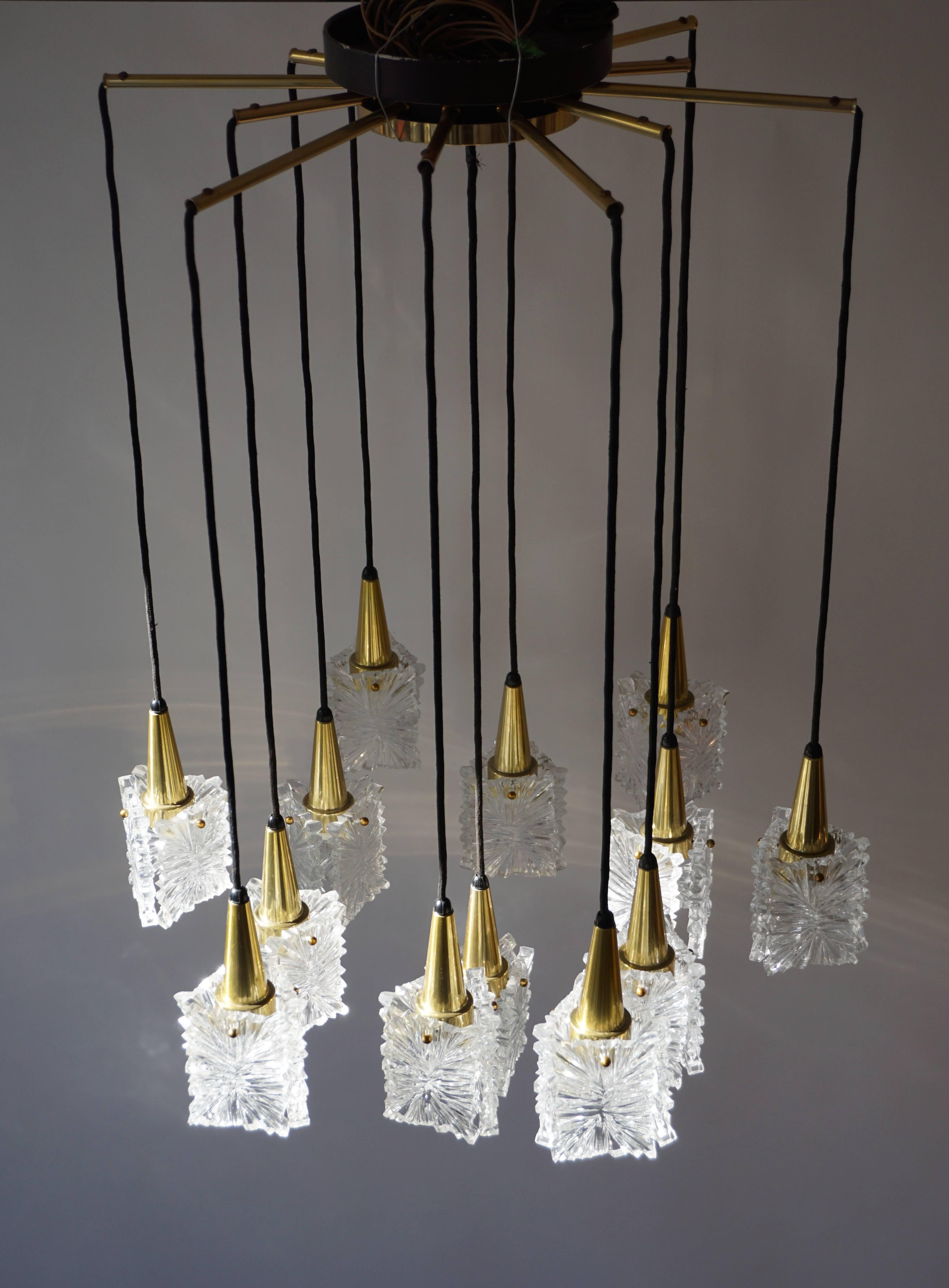Chandelier in Glass and Brass by Raak  For Sale 3