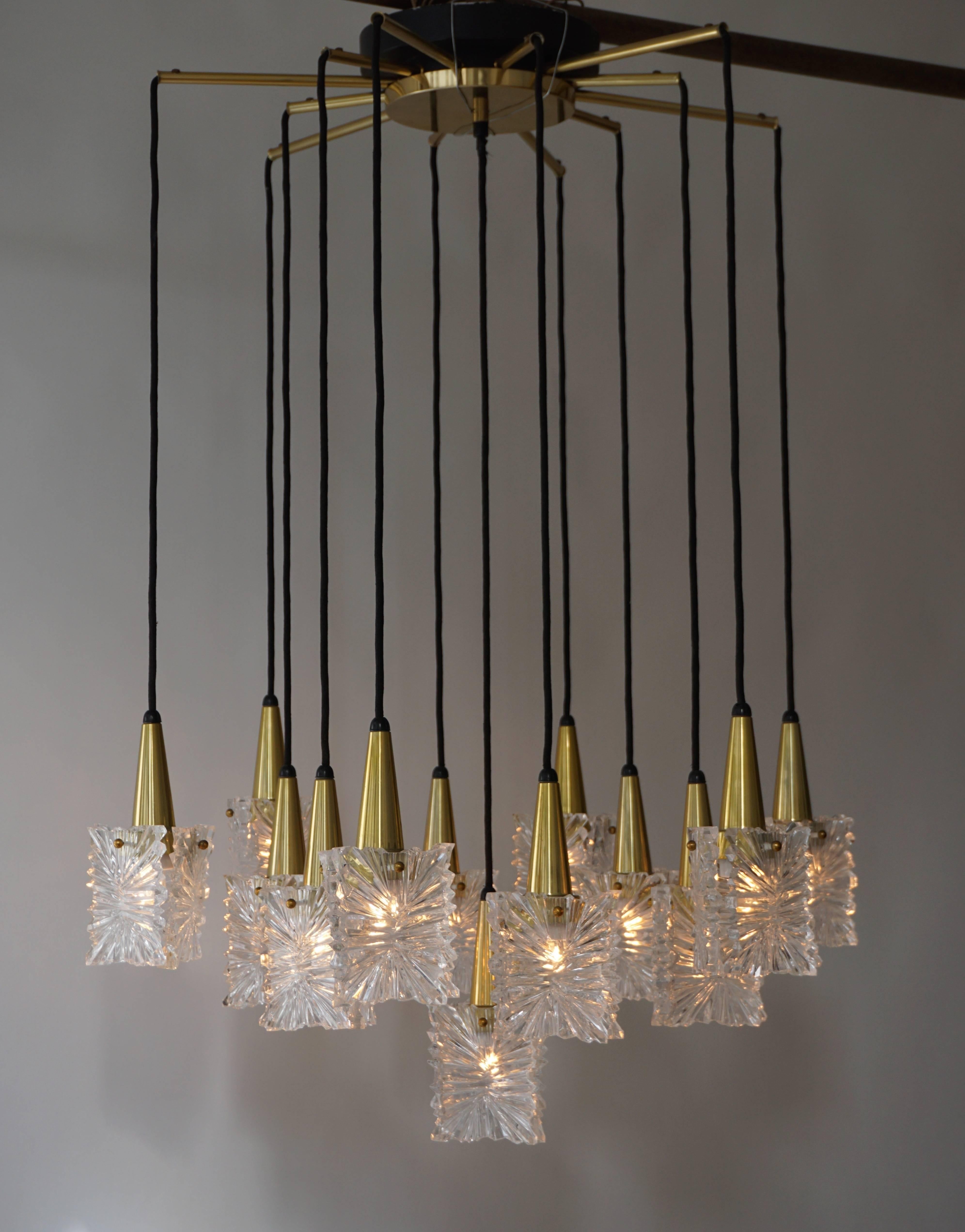 Chandelier in Glass and Brass by Raak  For Sale 2