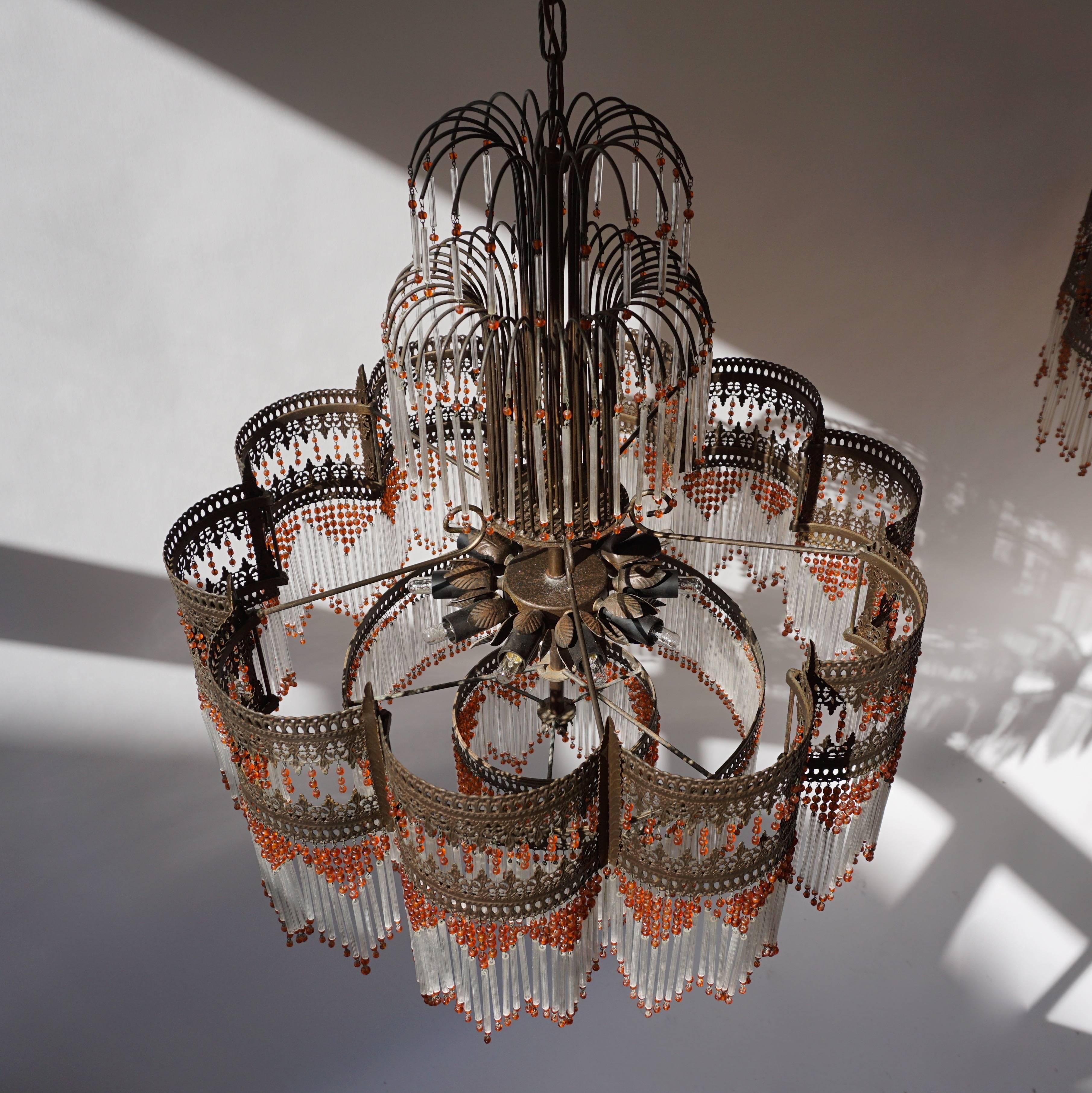 20th Century Huge Pair of Italian Murano Glass Chandeliers