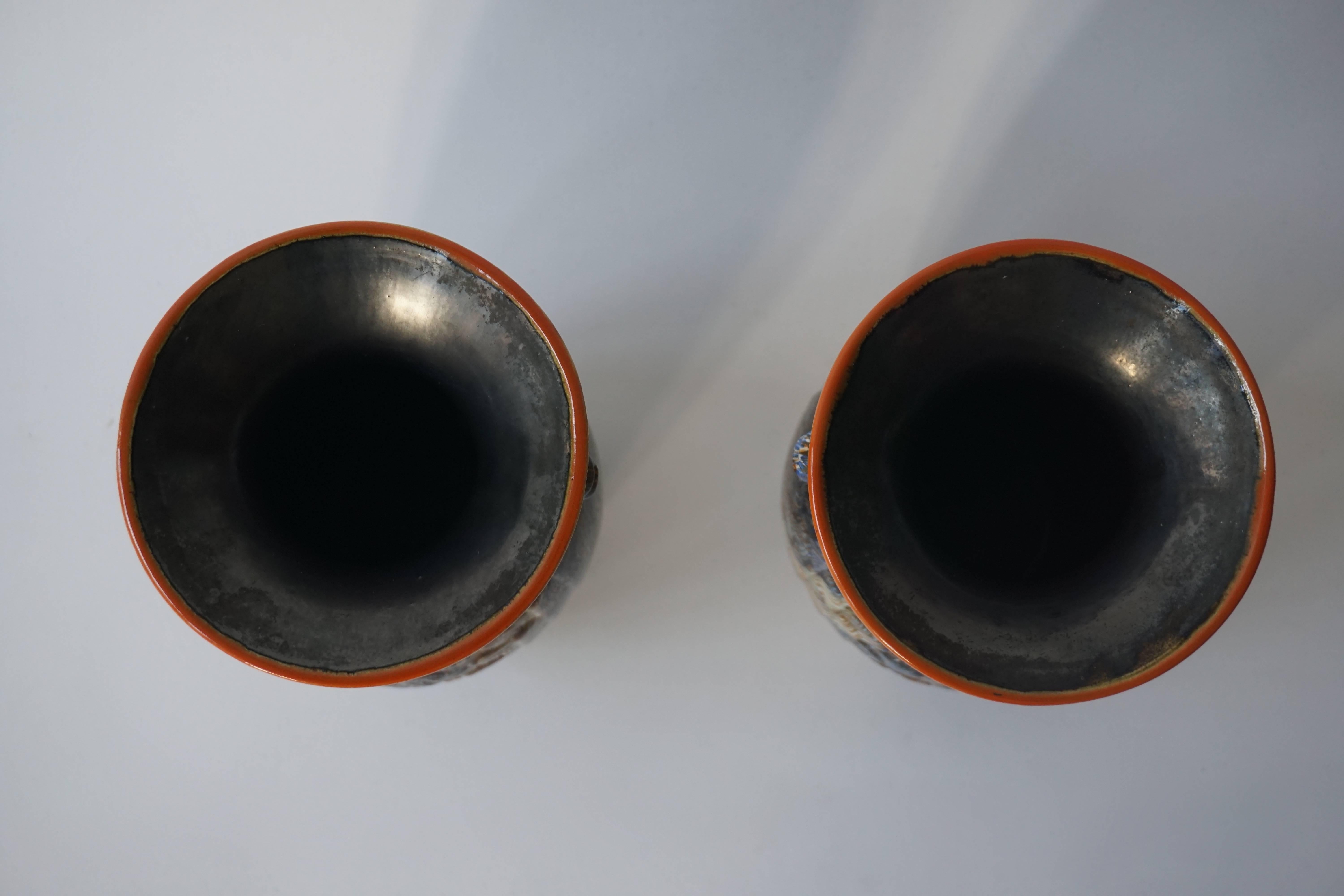 20th Century Pair of Belgian Ceramic Vases For Sale