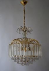 Mid-Century Modern Italian Chandeliers, Brass & Murano Glass, 1960s