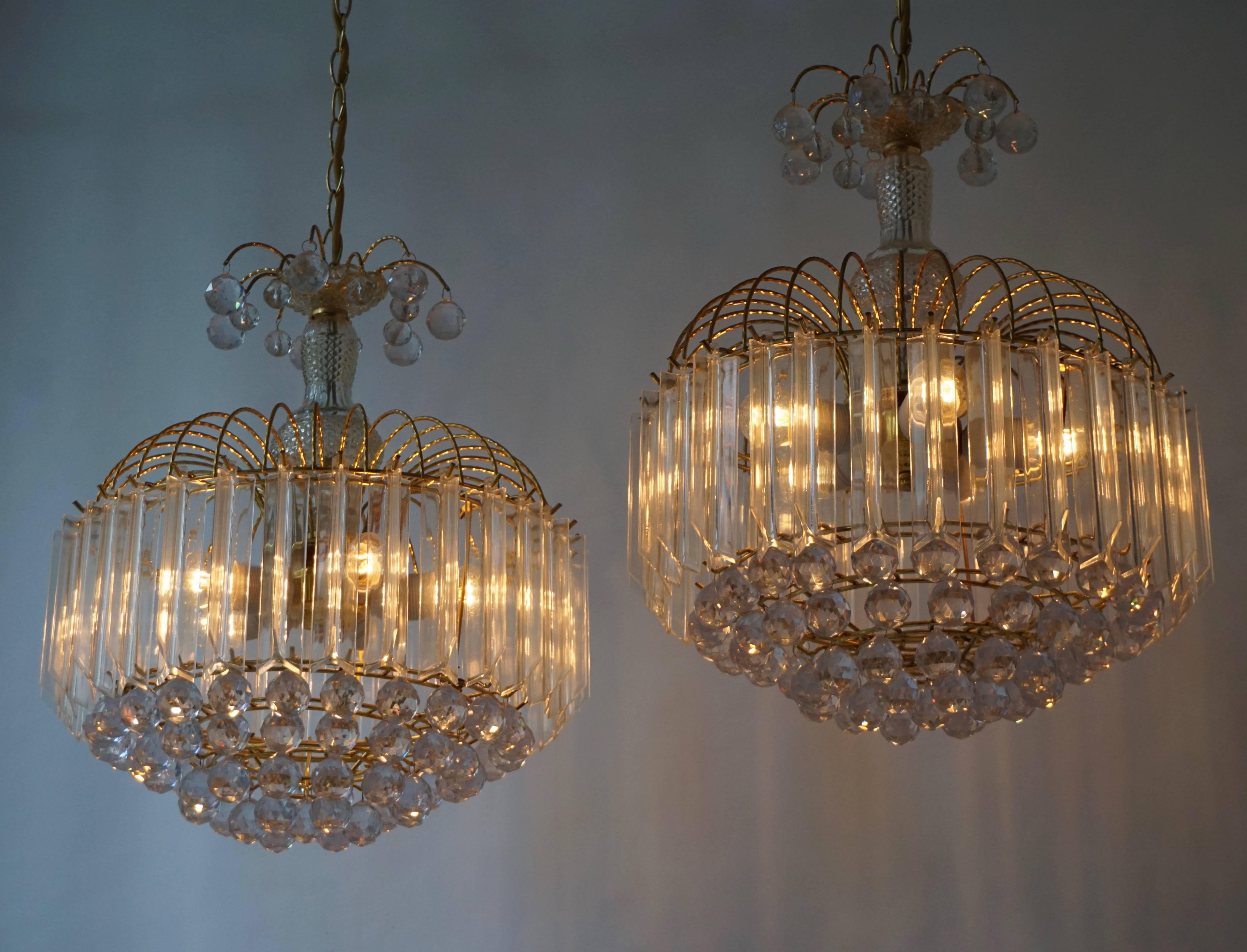 Brass Two Elegant Italian Chandeliers For Sale