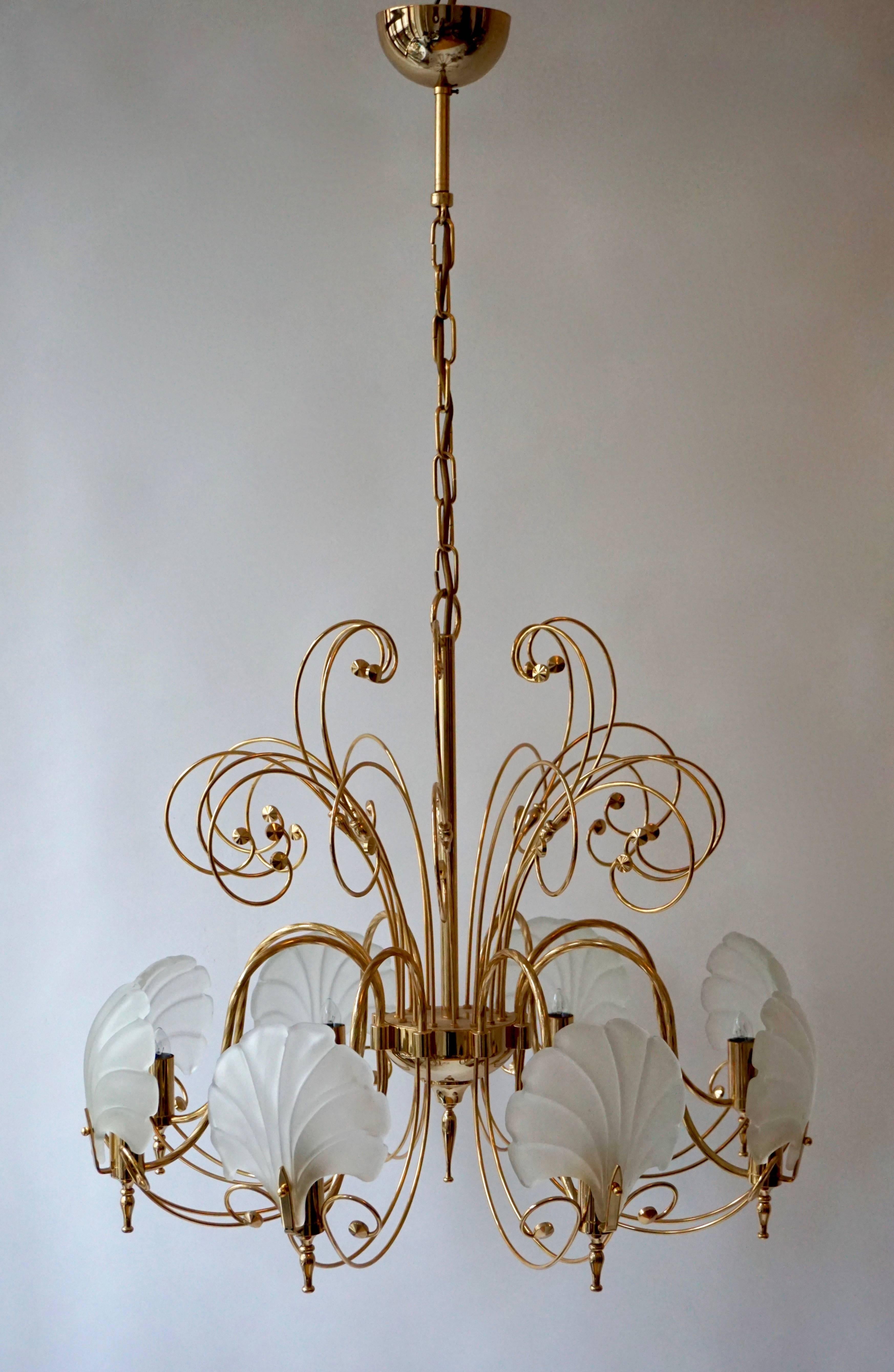 Brass Italian Murano Glass Chandelier For Sale