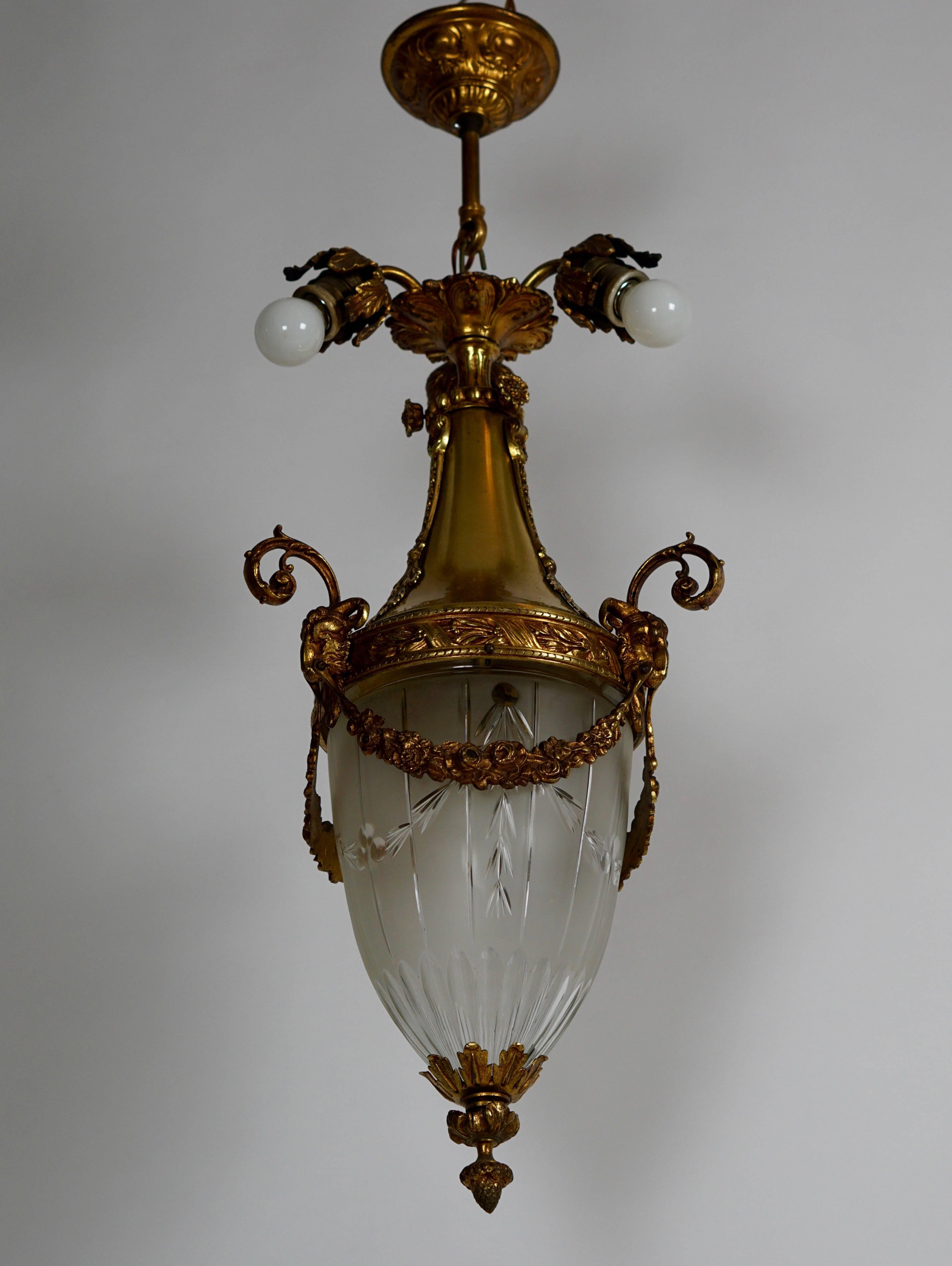 Italian Art Deco Cut-Glass Lantern