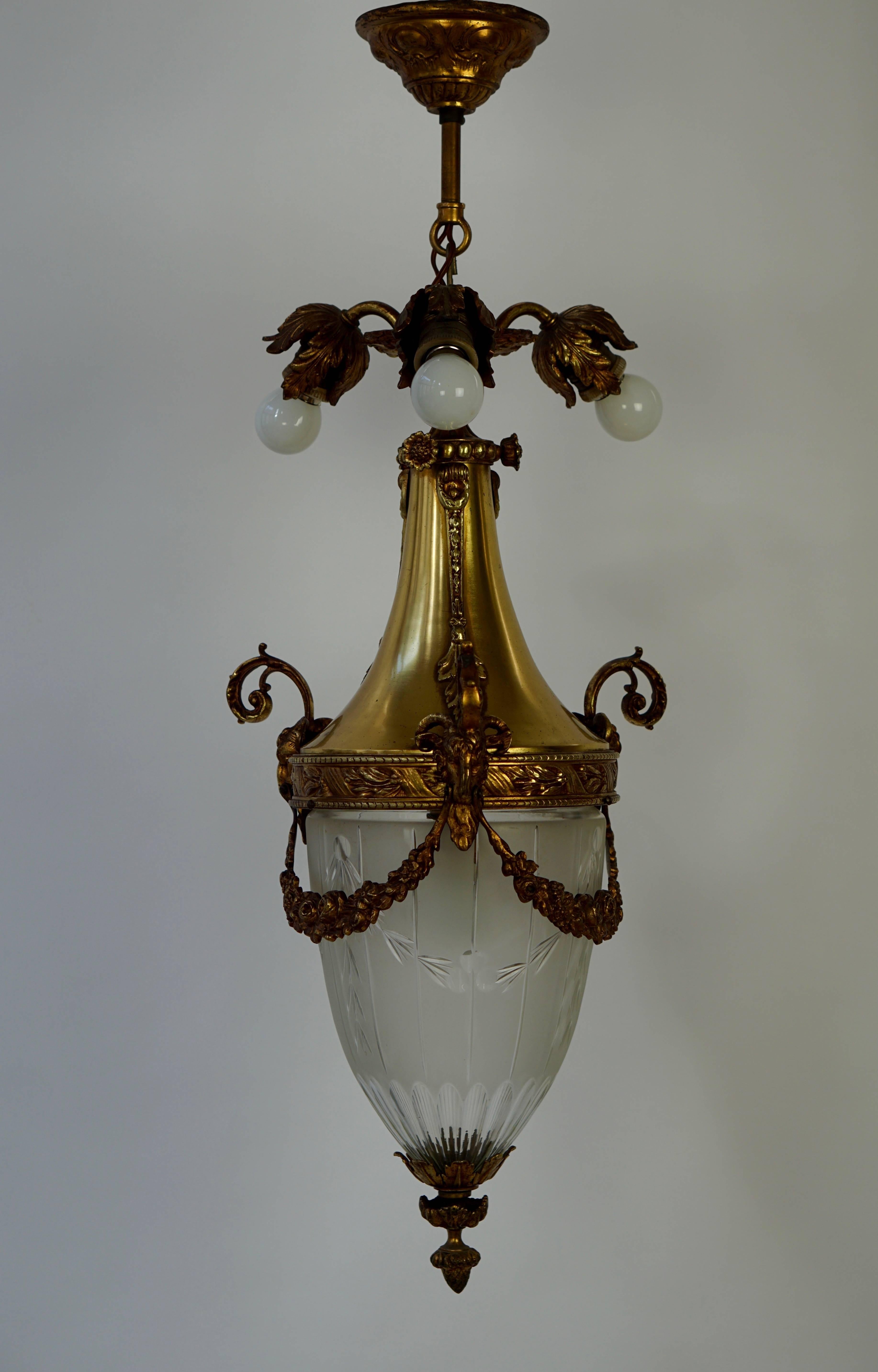 19th Century Art Deco Cut-Glass Lantern