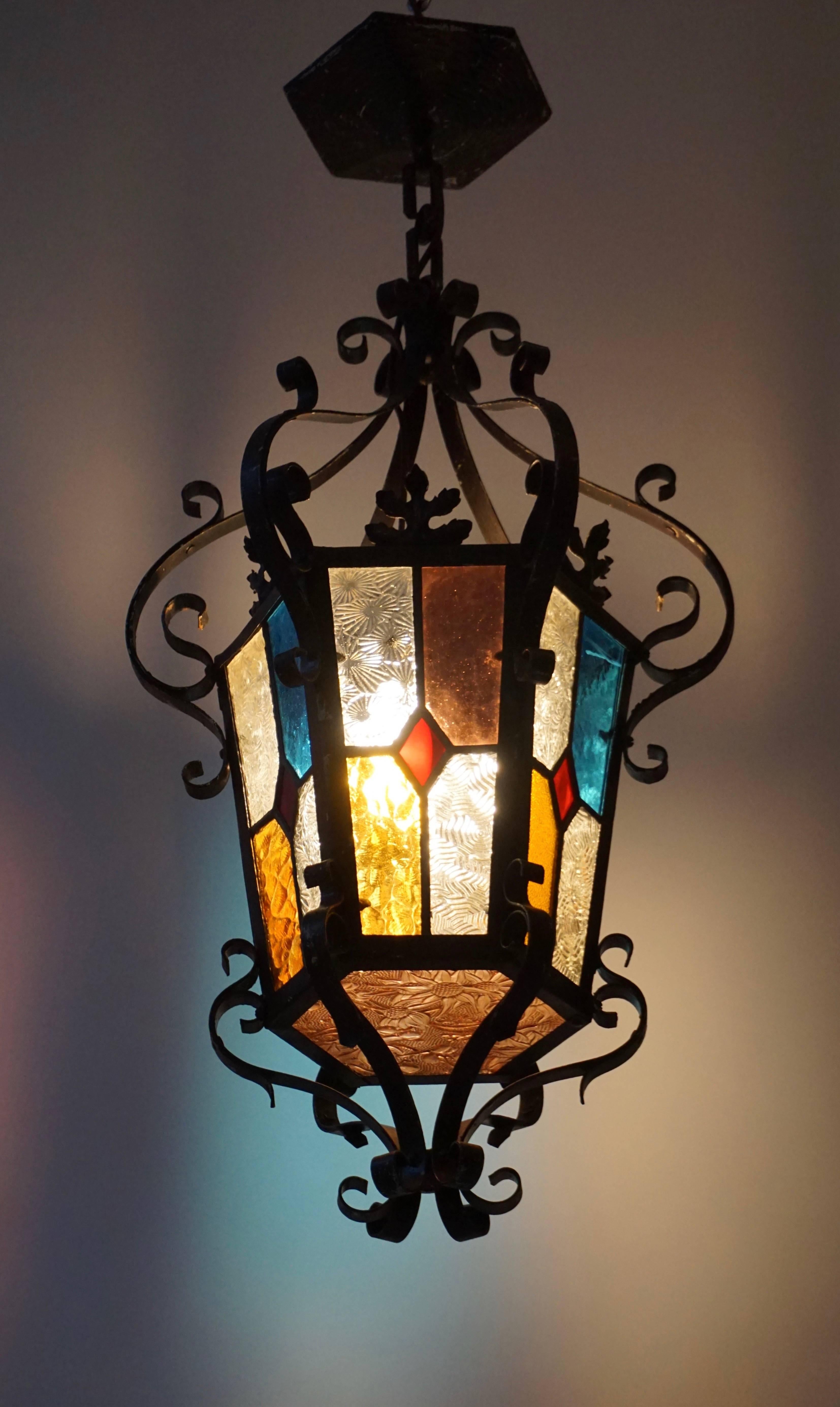 antique stained glass lantern