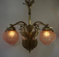 Elegant Art Deco Chandelier with Peacocks